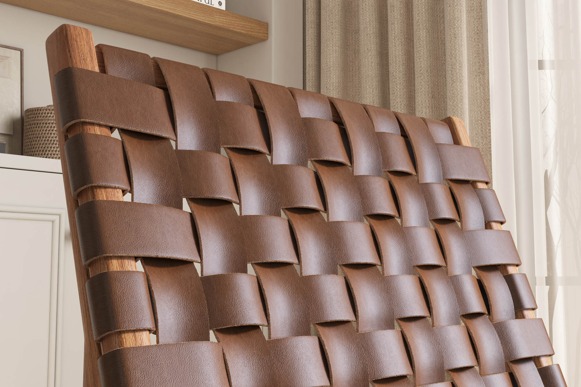 Lauren Leather & Wood Accent Chair