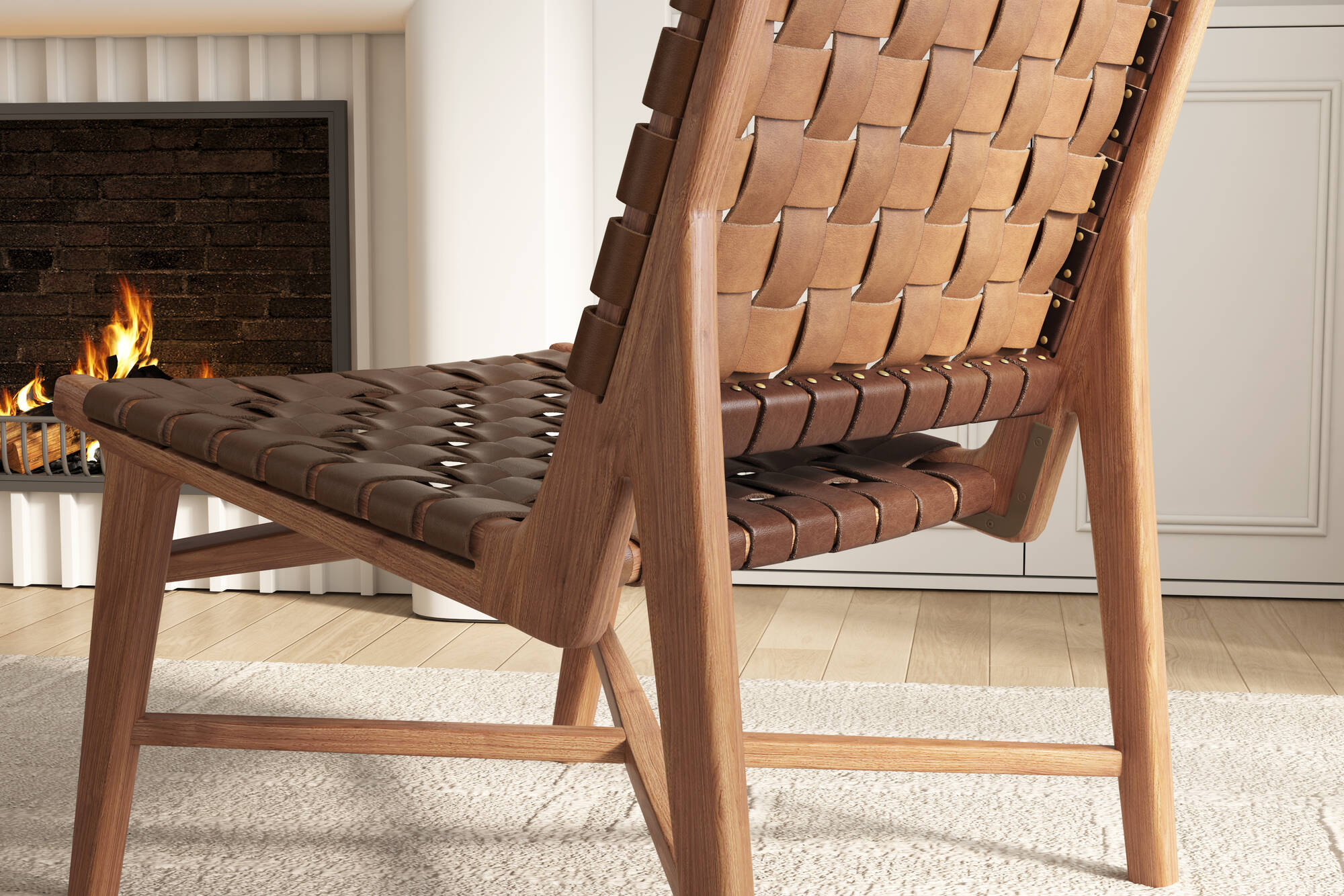 Lauren Leather & Wood Accent Chair