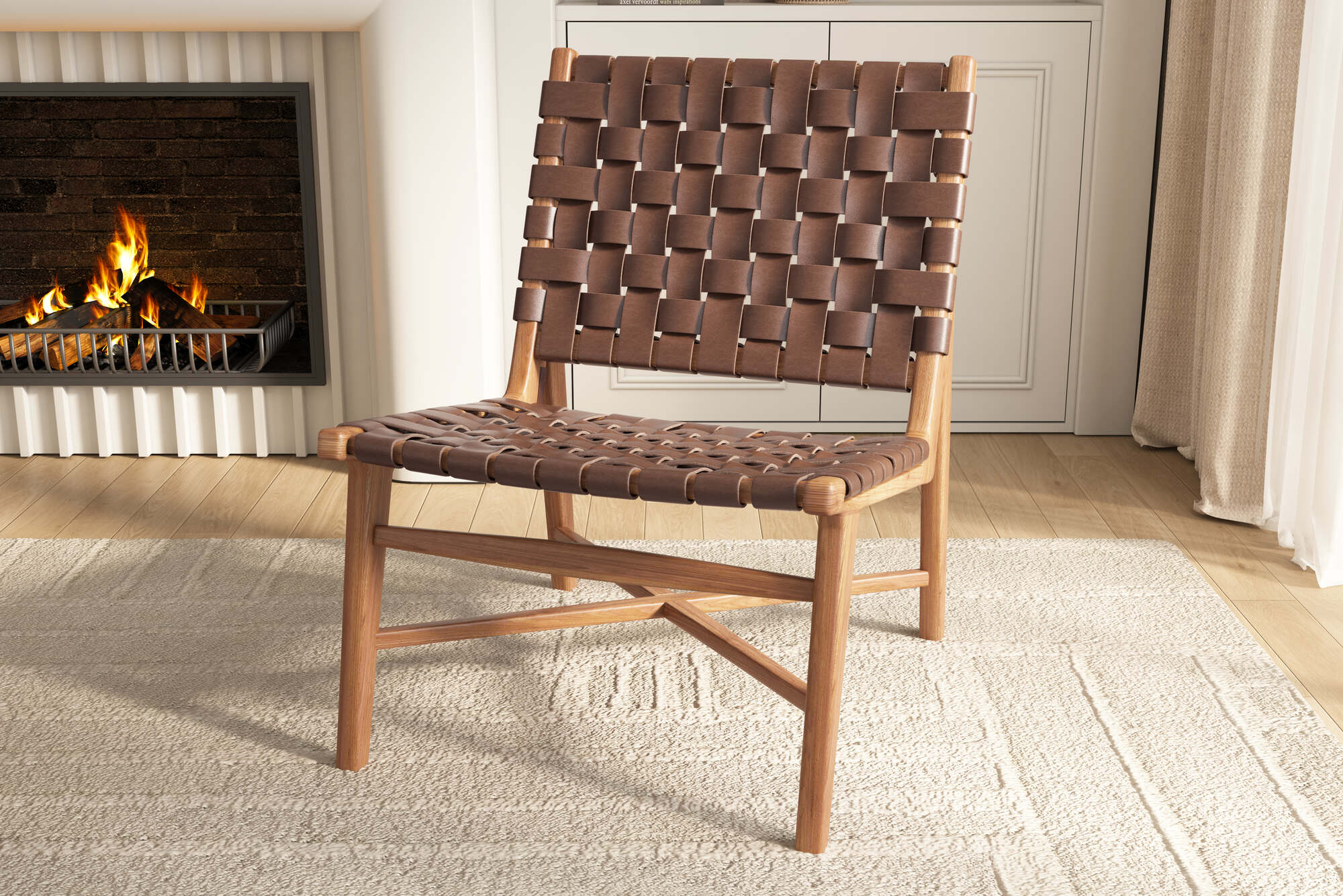 Lauren Leather & Wood Accent Chair