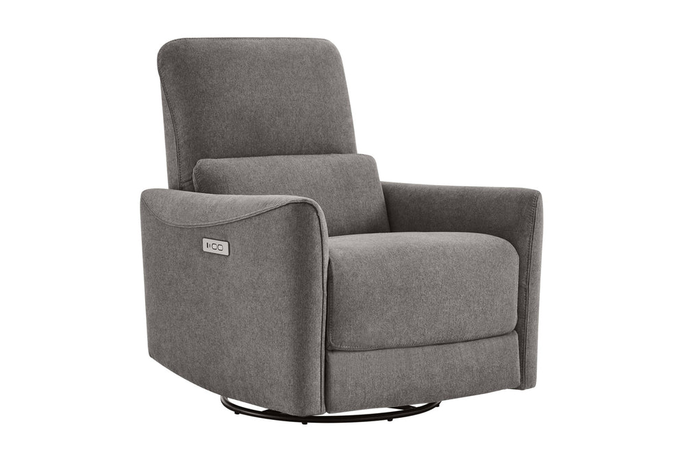 Power Recliner Chair Swivel Glider Performance Fabric Reclining Sofa Chair with Lumbar Support, Dark Grey