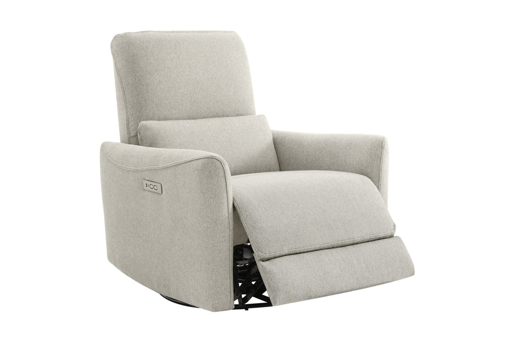 Power Recliner Chair Swivel Glider Performance Fabric Reclining Sofa Chair with Lumbar Support,  Light Grey