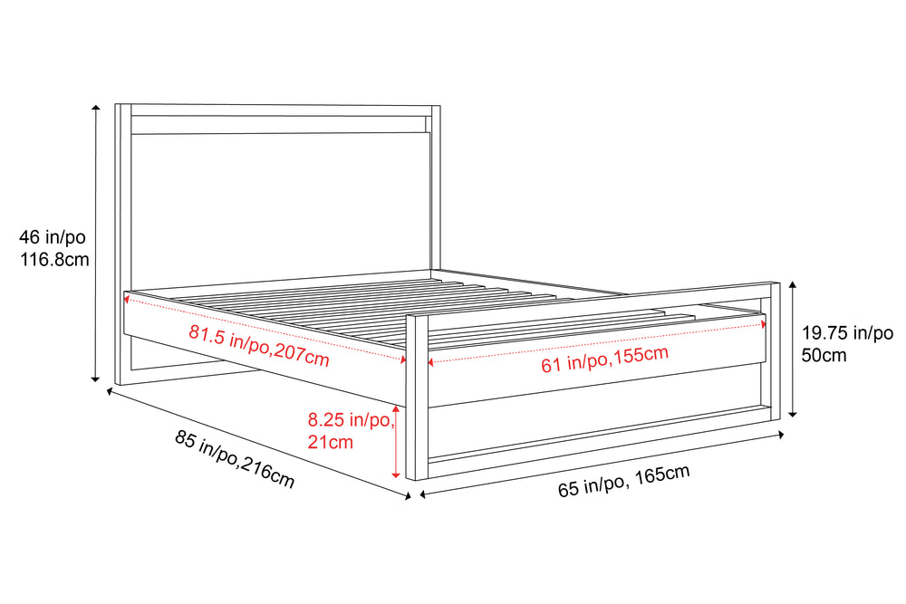 Valencia Leah Natural Solid Wood Queen Bed Frame, Natural