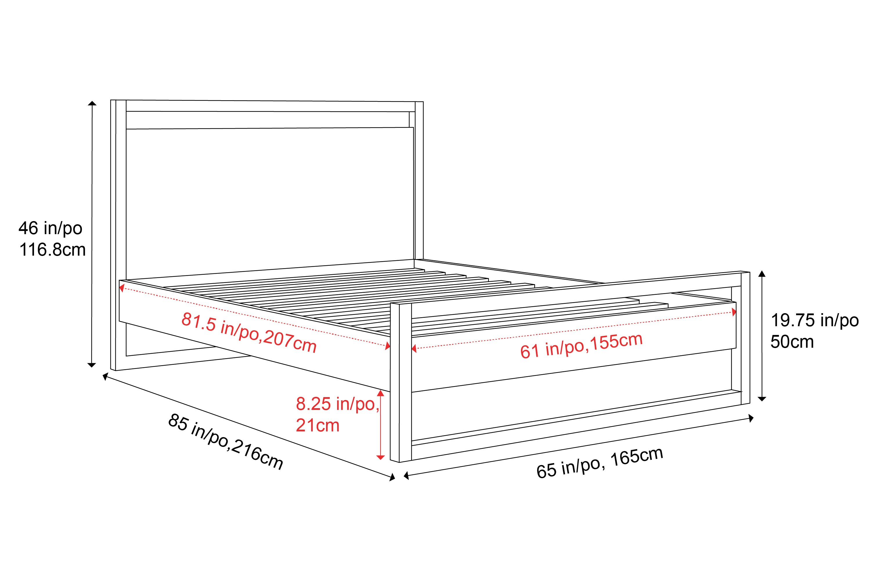 Valencia Leah Natural Solid Wood Queen Bed Frame, Natural