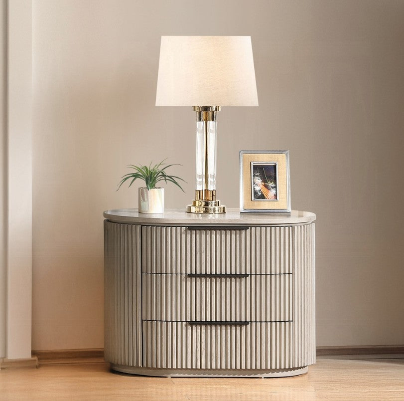Chianti Luxury Chanel Nightstand w/USB Port - Light Oak