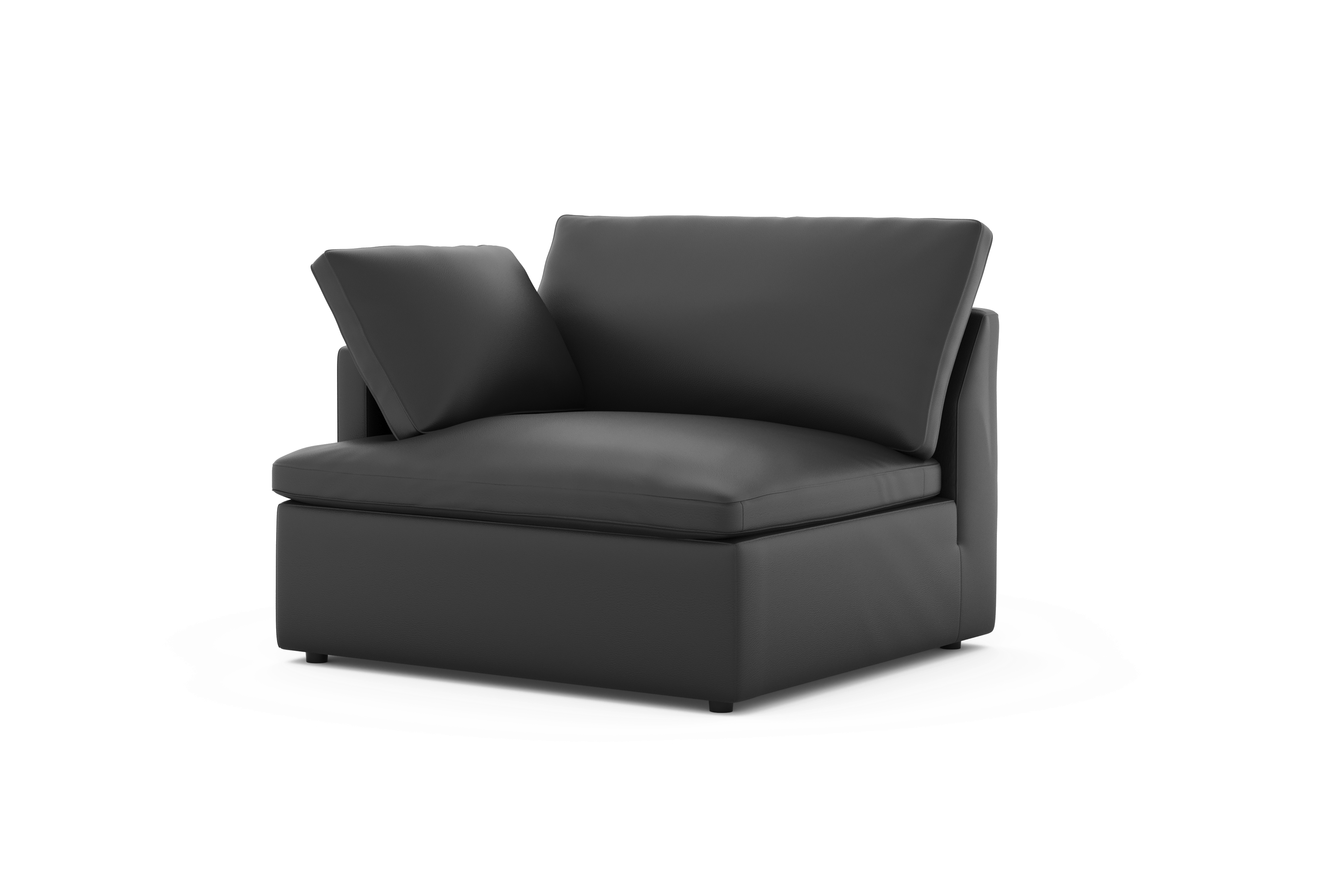 Valencia Isola Cloud Top Grain Leather Theater Lounge Modular Sofa Left Arm Piece, Black Color