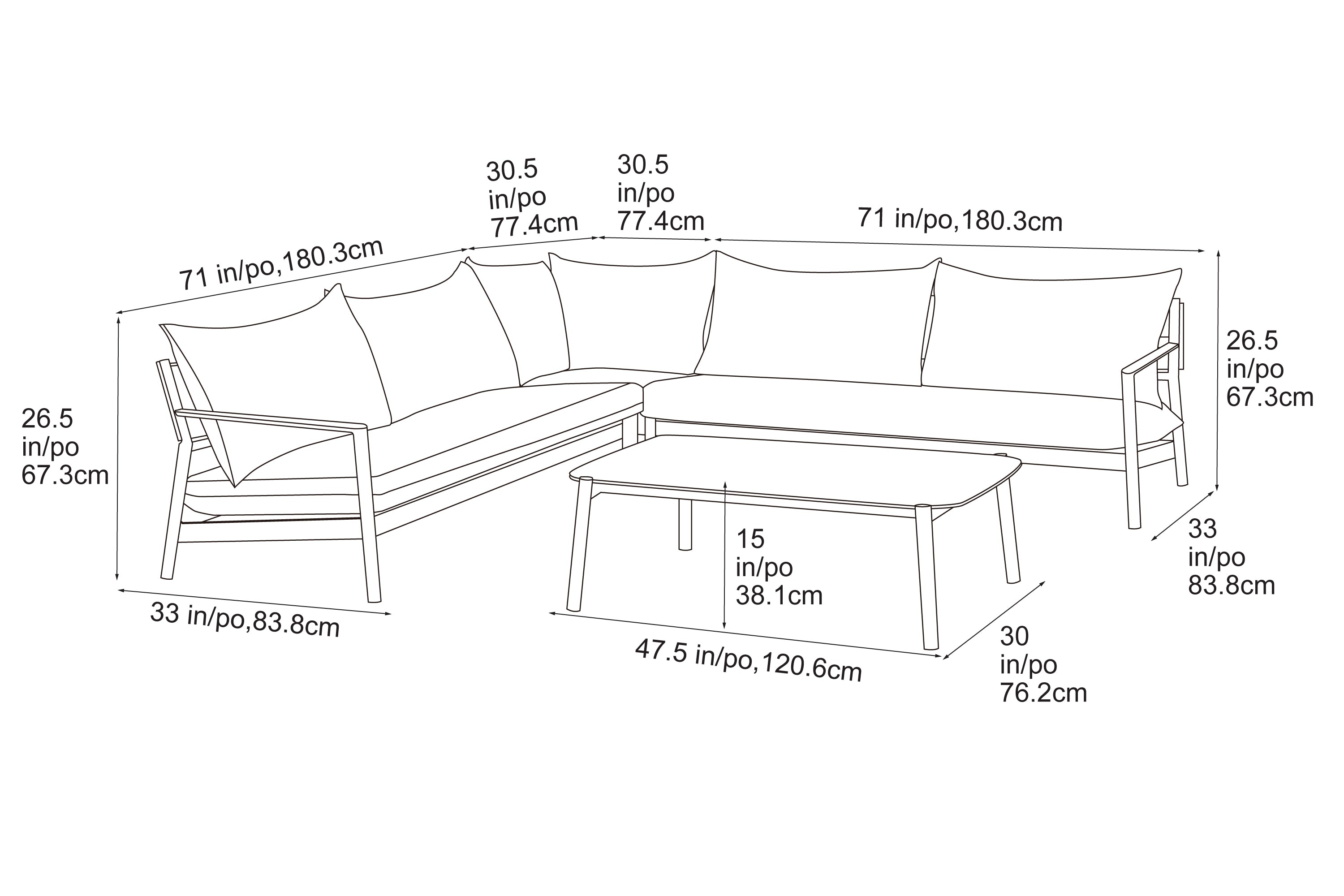 Lena 4-Piece Outdoor Corner Sectional Set