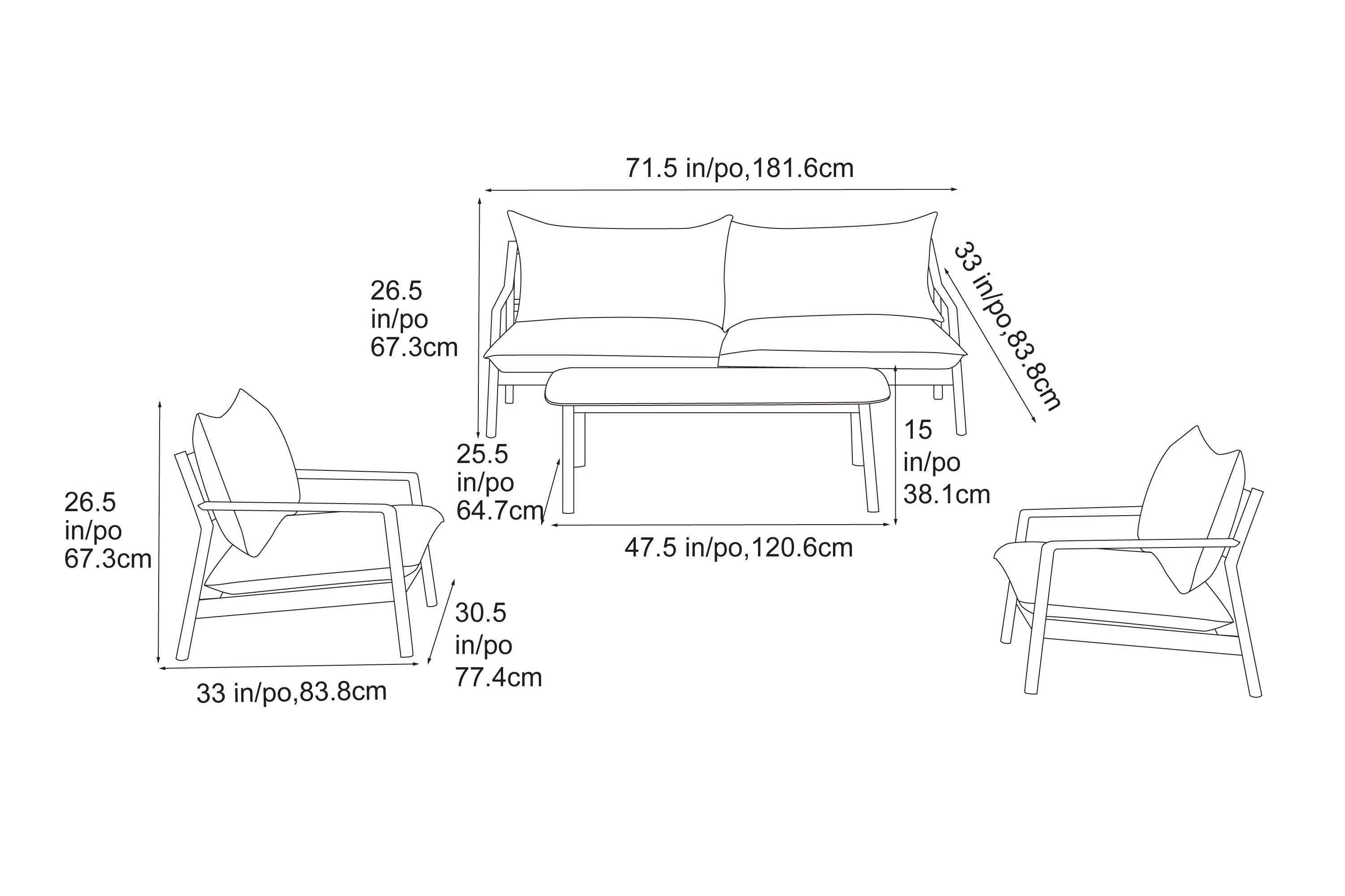 Lena 4-Piece Outdoor Sofa Set