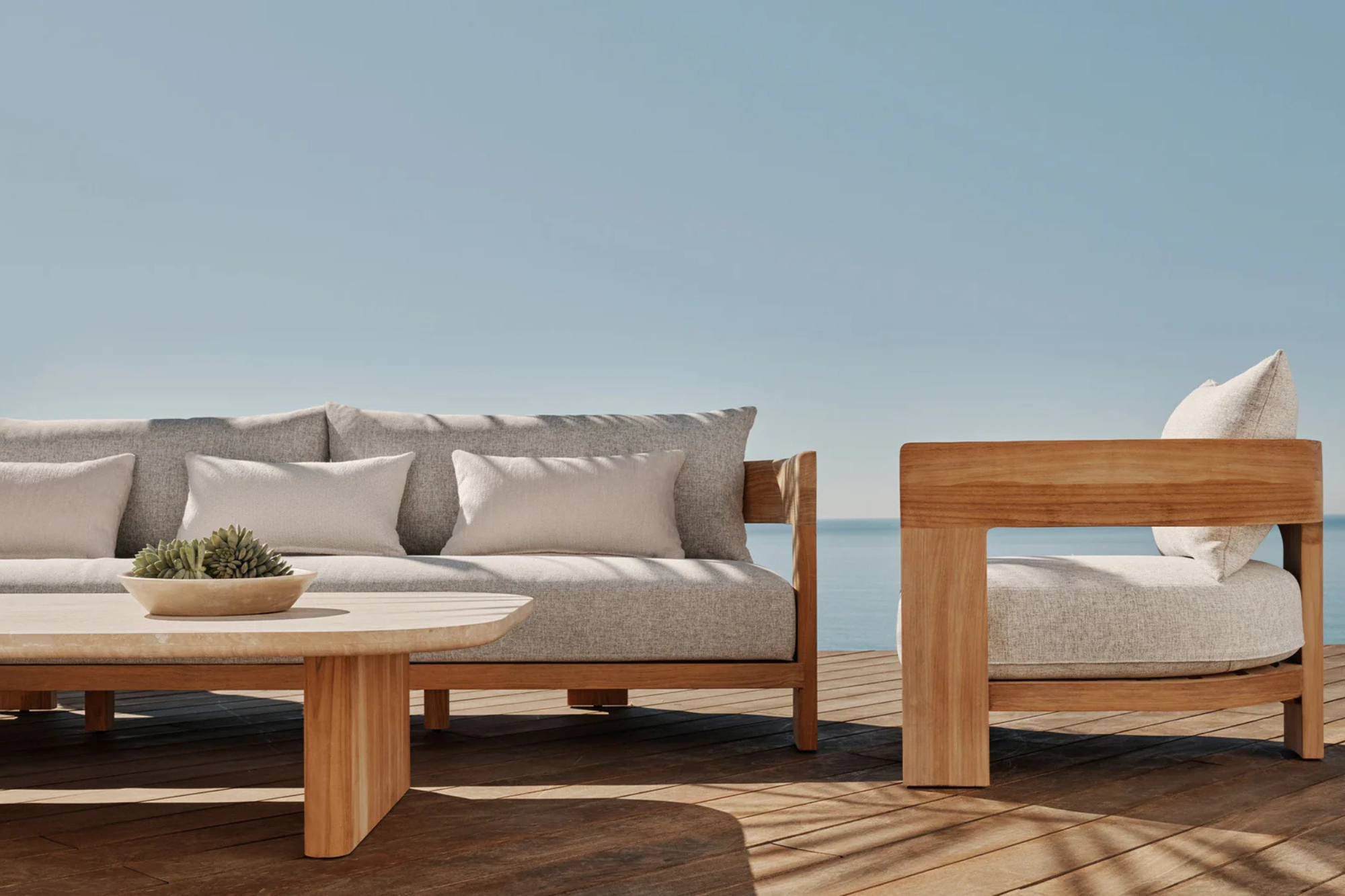 Valencia Leopold Teak Three Seat Sofa, Natural