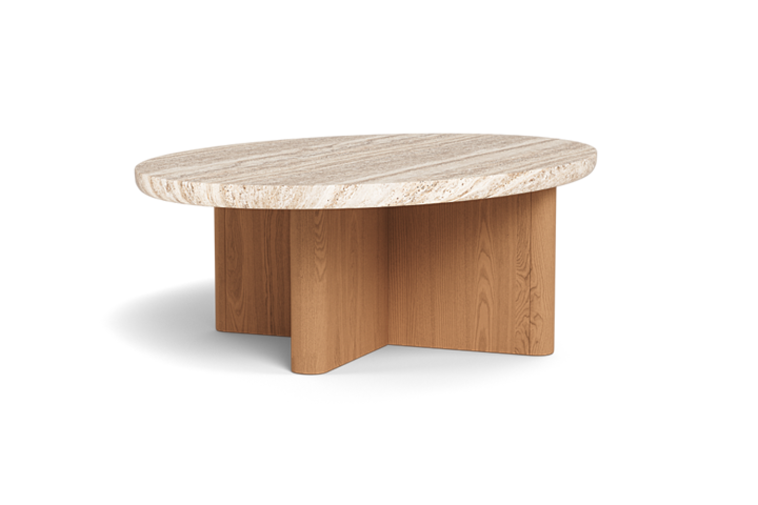 Leopold Teak & Stone Oval Outdoor Coffee Table