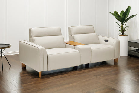 Lesley Leather Dual Recliner Sofa with Console