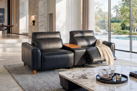 Lesley Leather Dual Recliner Sofa with Console