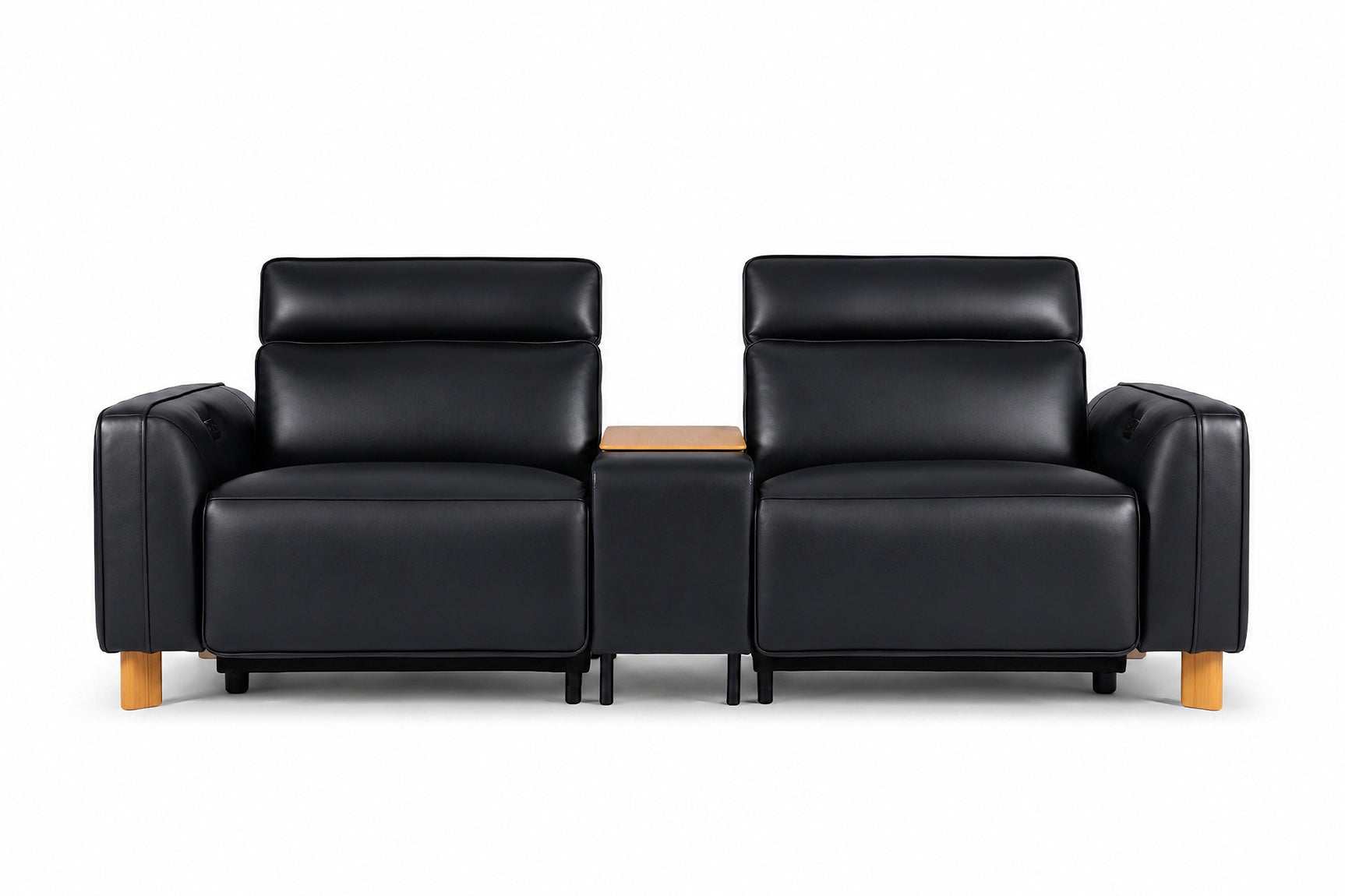 Lesley Leather Dual Recliner Sofa with Console