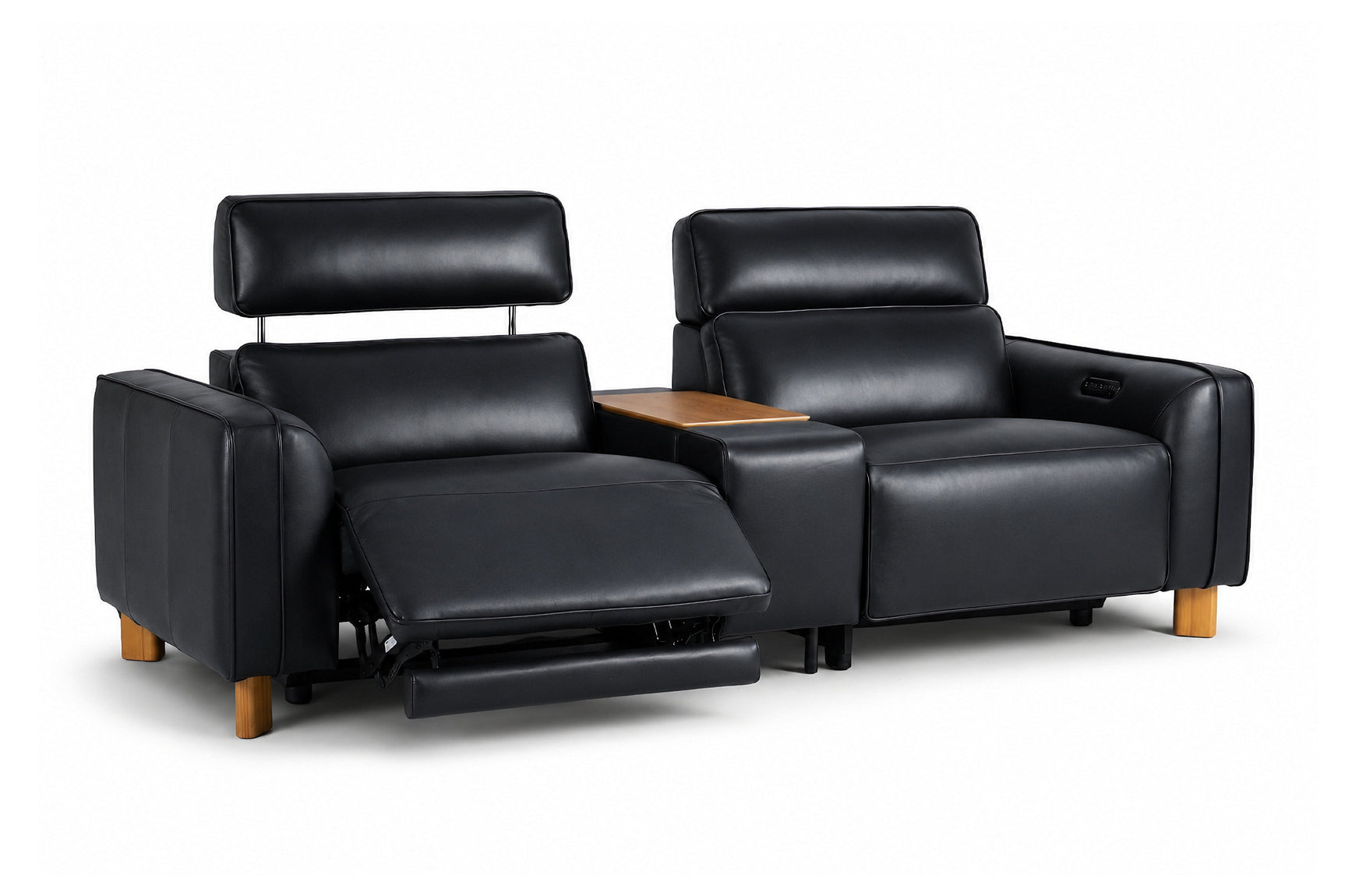 Lesley Leather Dual Recliner Sofa with Console