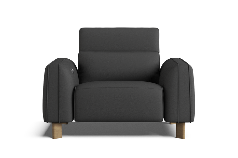 Valencia Lesley Top Grain Leather Single Recliner Seat, Black