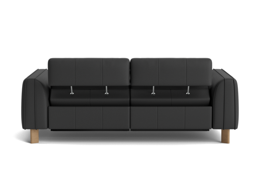 Valencia Lesley Top Grain Leather Loveseat Recliner Sofa, Black