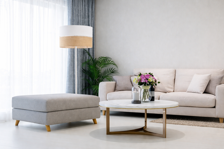 Linobianco Natural Woven Floor Lamp for Living Room, Bedroom & Reading Nook – Scandinavian Minimalist Lighting