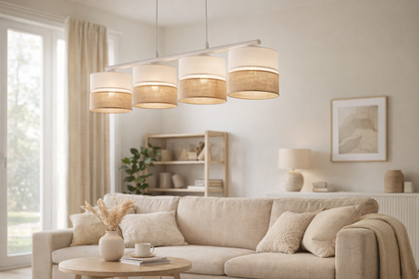 Linobianco Natural Linen Scandinavian Pendant Light for Kitchen & Dining