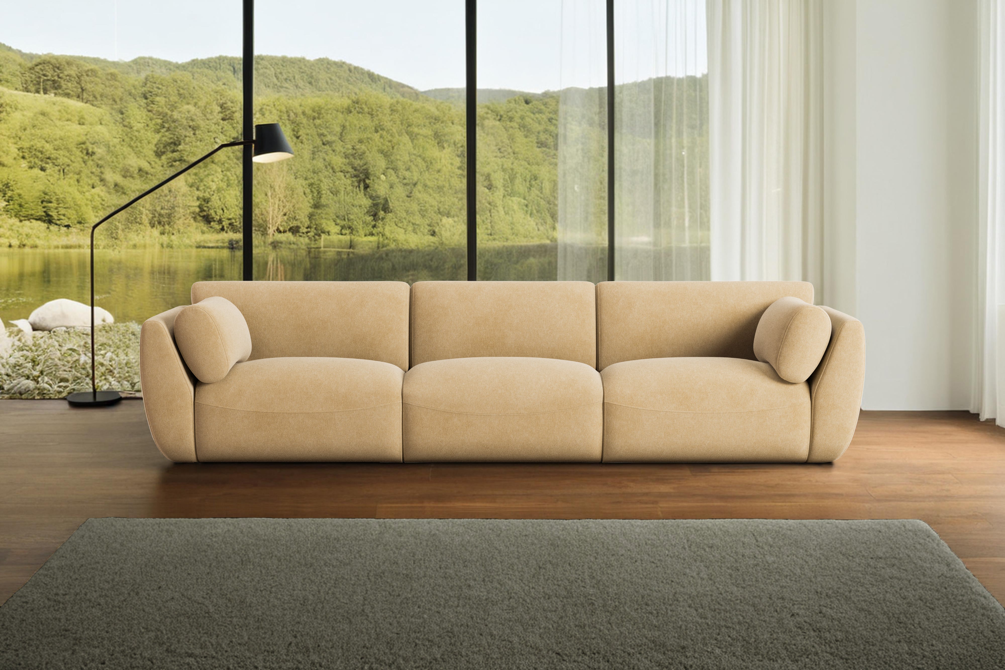 Valencia Loretta 125" Performance Fabric Modular Wide Three Seats Sofa, Camel