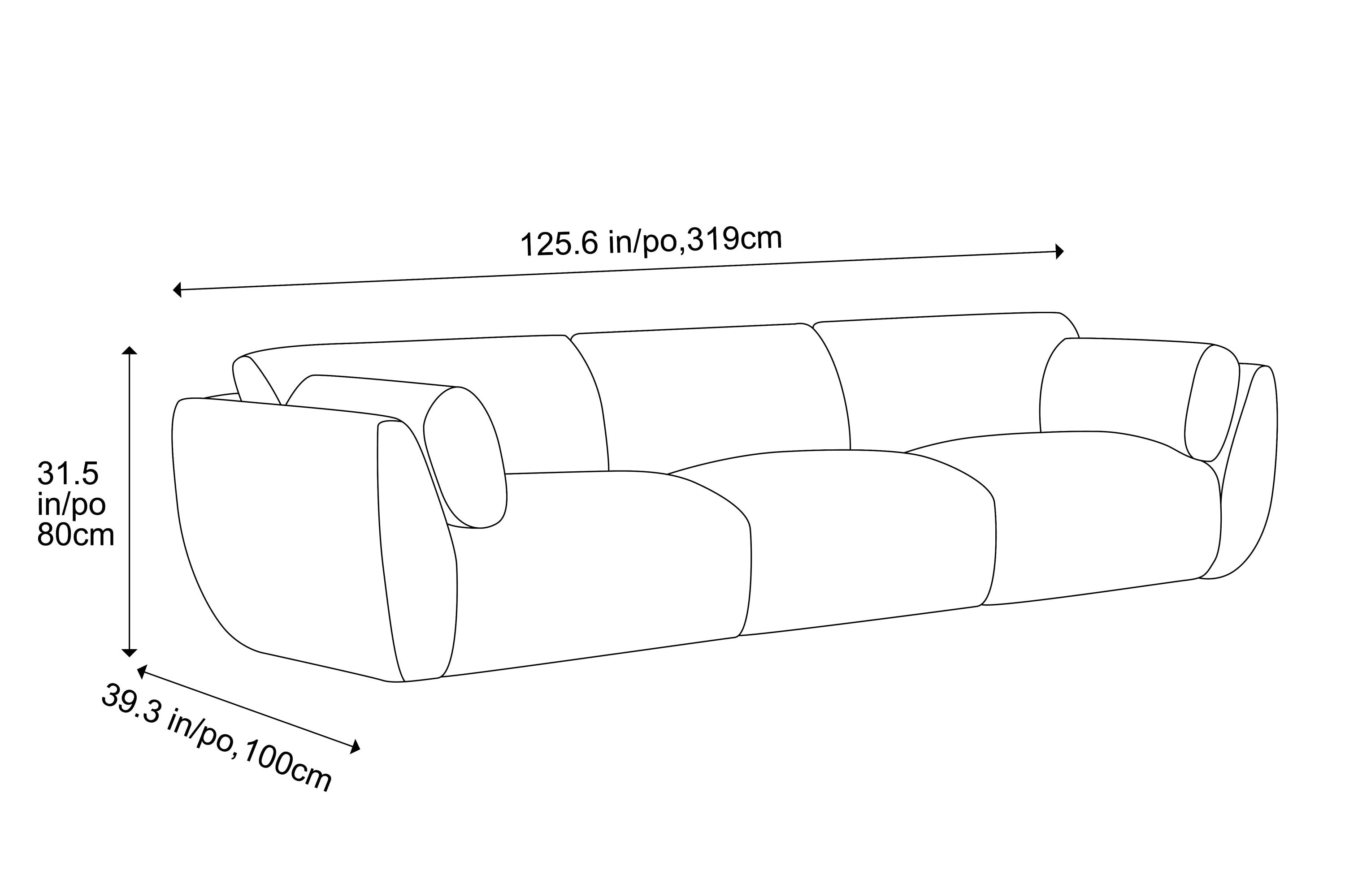 Valencia Loretta 125" Performance Fabric Modular Wide Three Seats Sofa, Camel