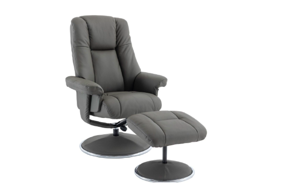 Lucinda Leather Swivel Recliner Chair with Ottoman