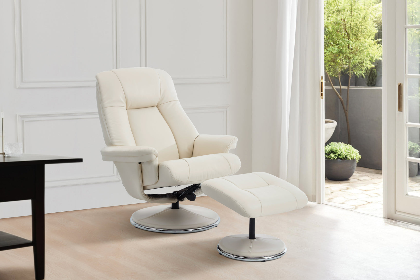 Lucinda Leather Swivel Recliner Chair with Ottoman