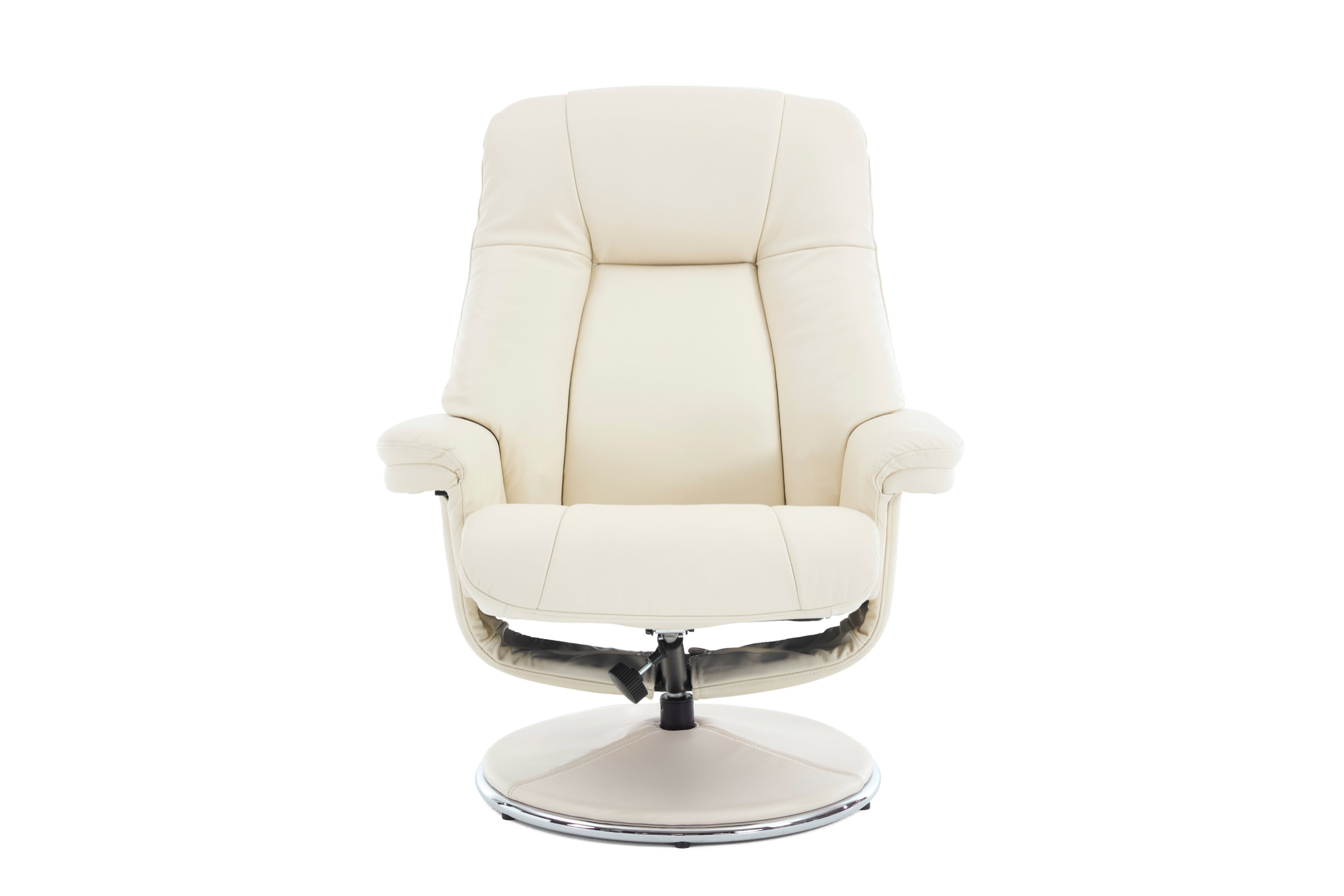 Valencia Lucinda Top Grain Leather Swivel Recliner Seat with Ottoman, Beige