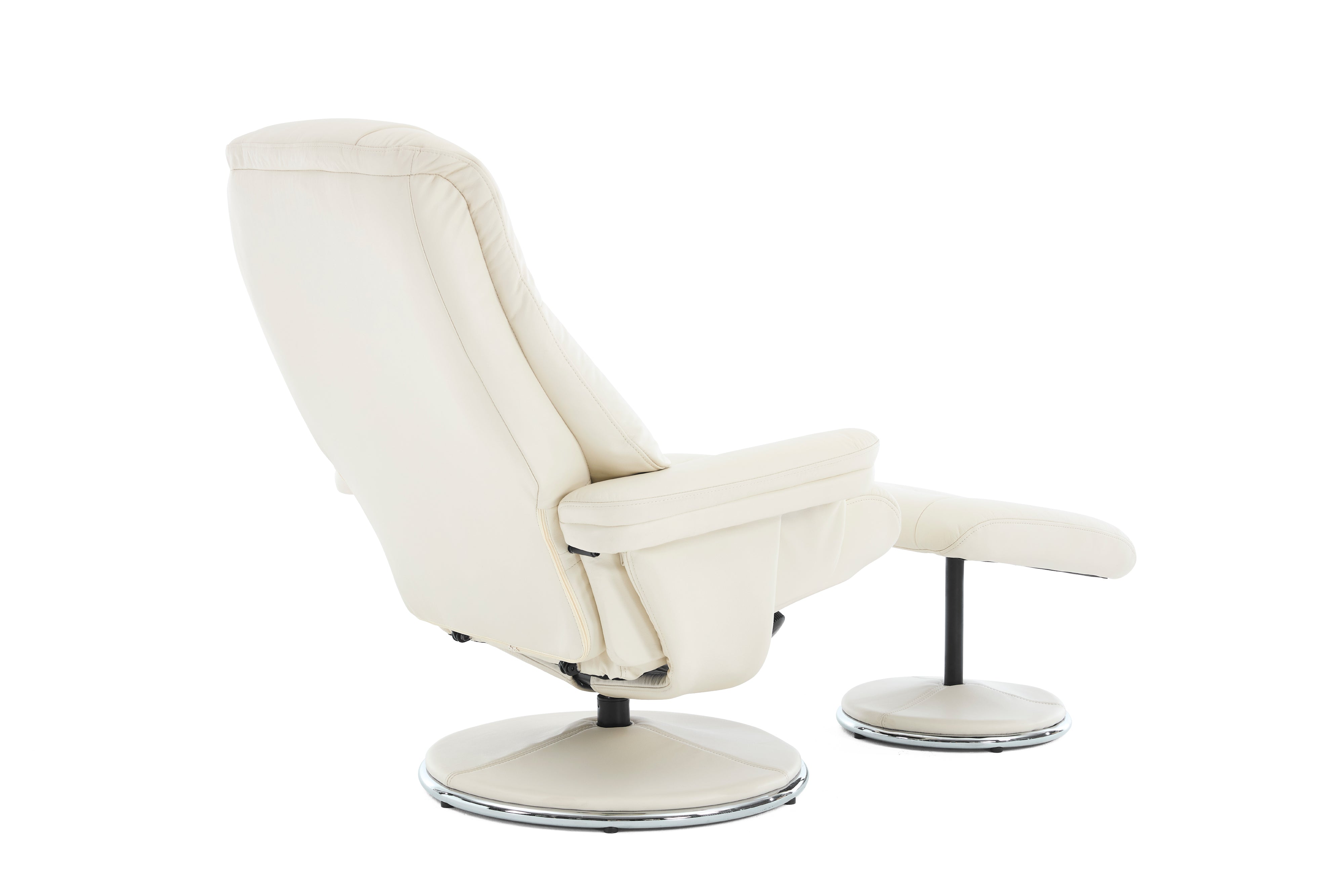 Valencia Lucinda Top Grain Leather Swivel Recliner Seat with Ottoman, Beige