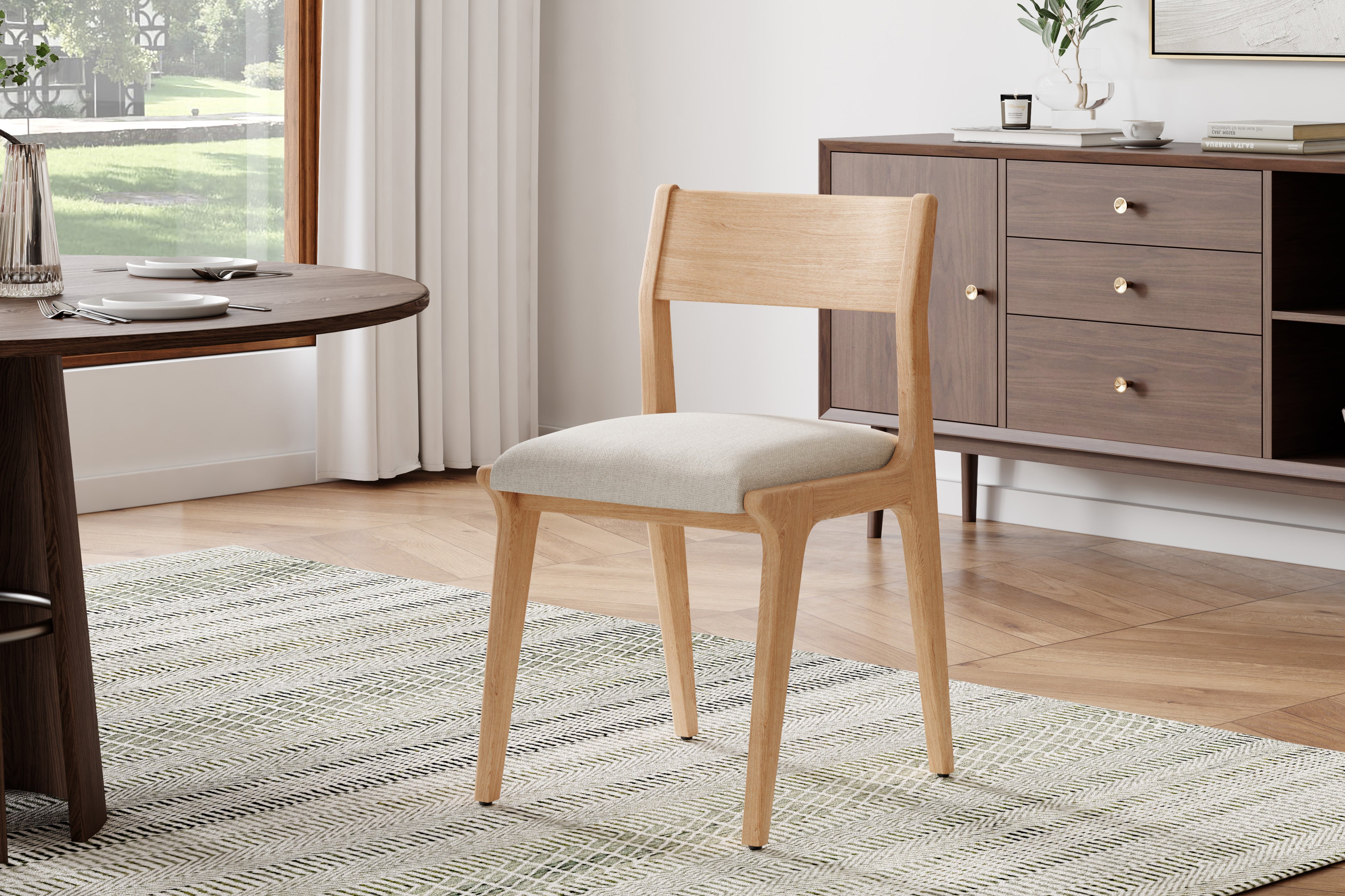 Valencia Lucrezia Wood Dining Chair, White Oak