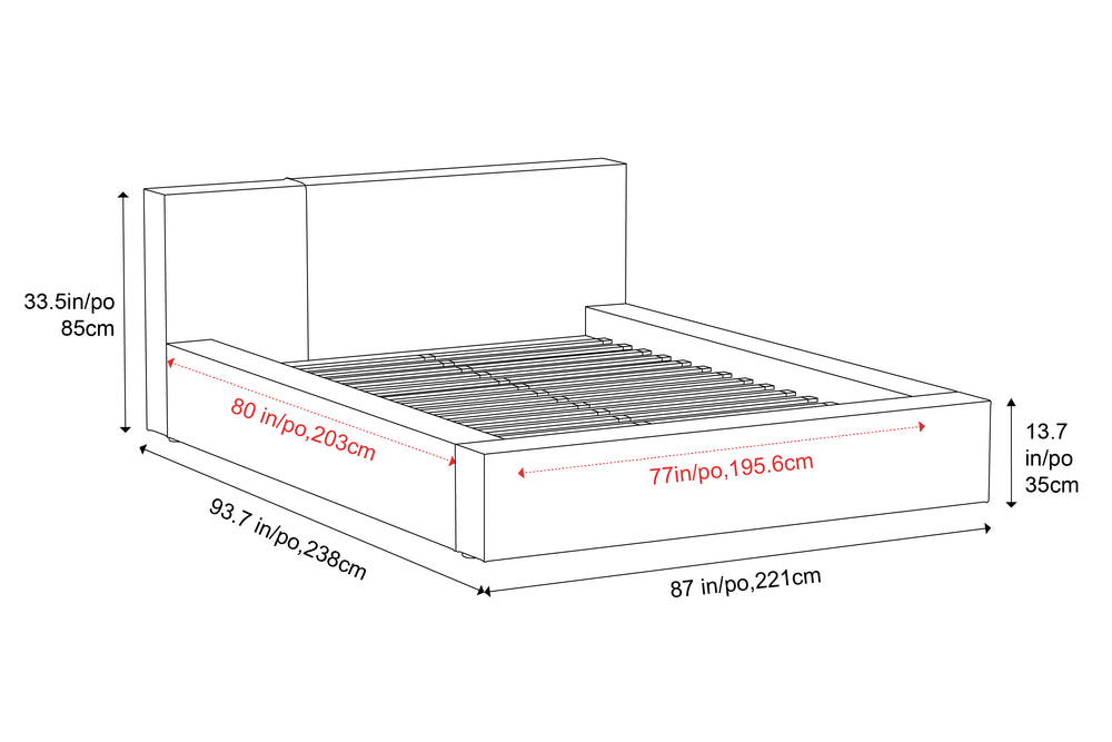 Valencia Luisa Fabric King Bed Frame, Grey