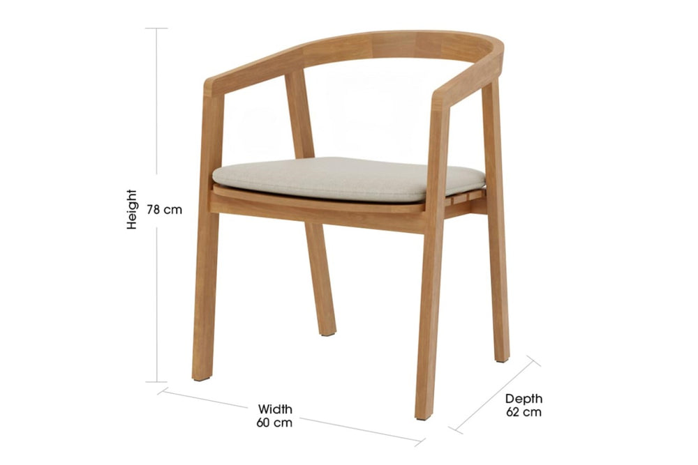 Valencia Lysandra Wood Outdoor Dining Chair, Natural