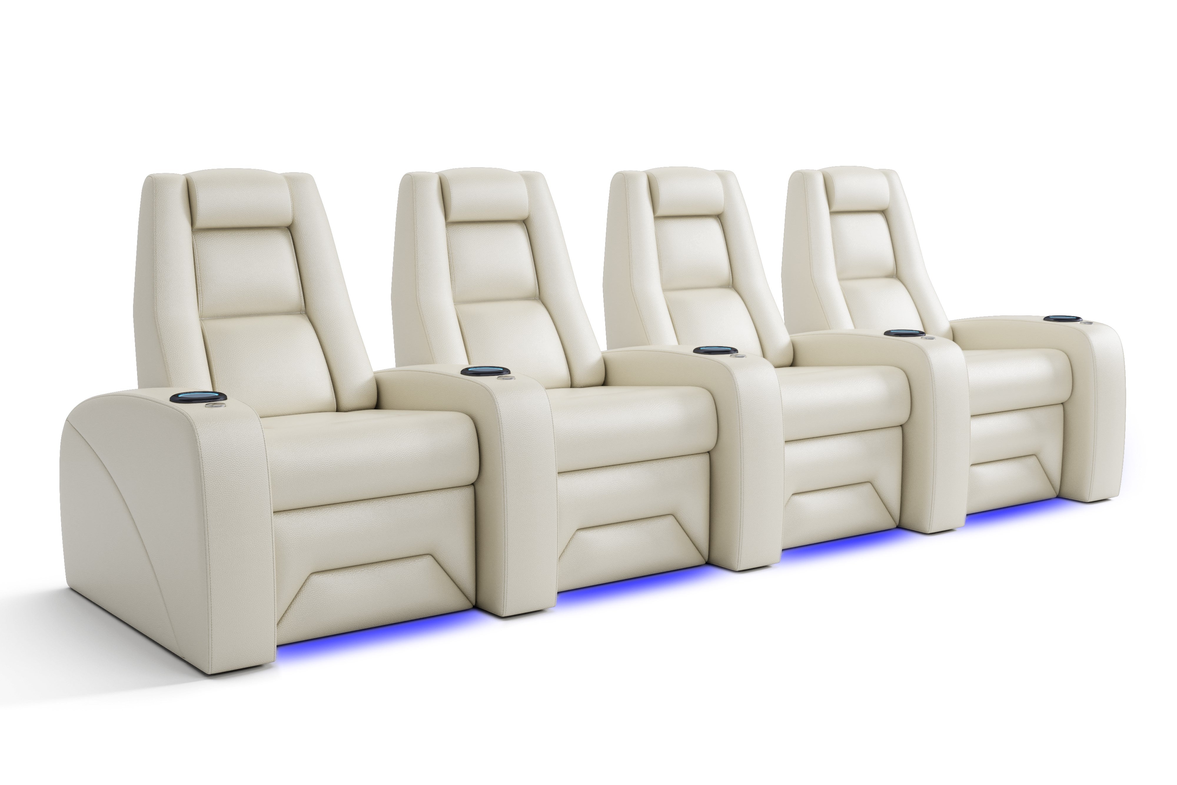 Valencia Prague Leather Elite Home Theater Seating, Row of 4, Beige