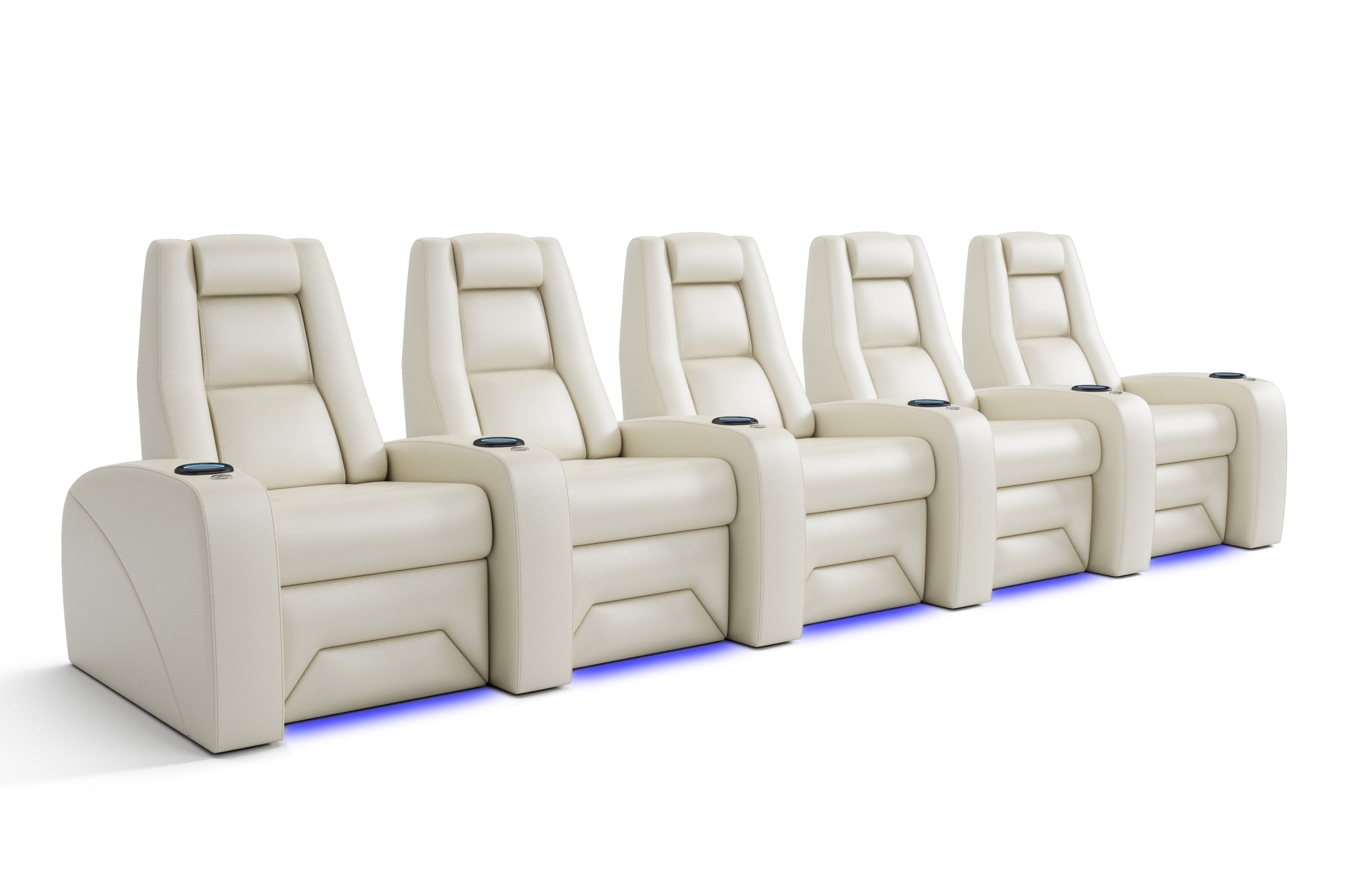 Valencia Prague Leather Elite Home Theater Seating, Row of 5, Beige