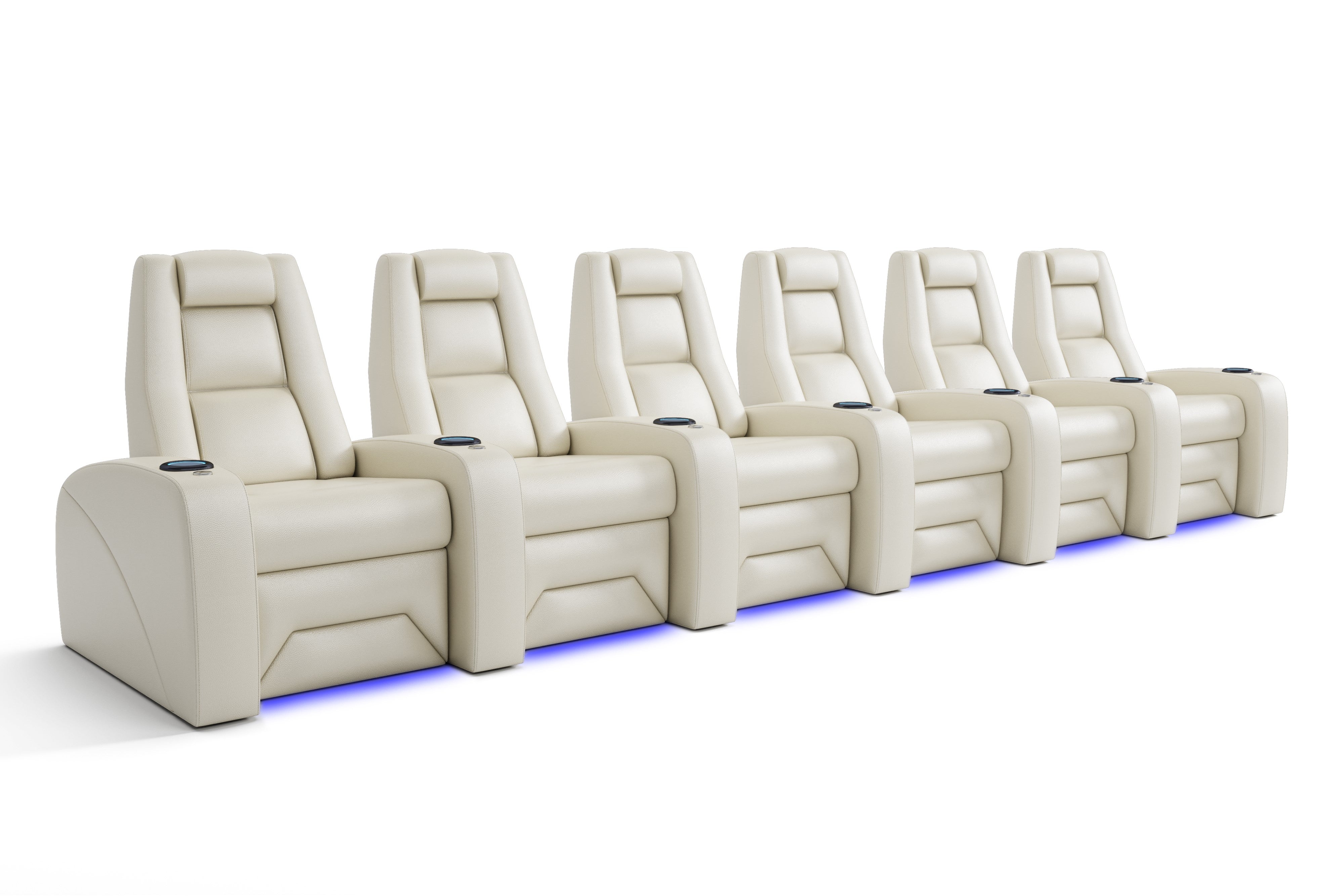 Valencia Prague Leather Elite Home Theater Seating, Row of 6, Beige