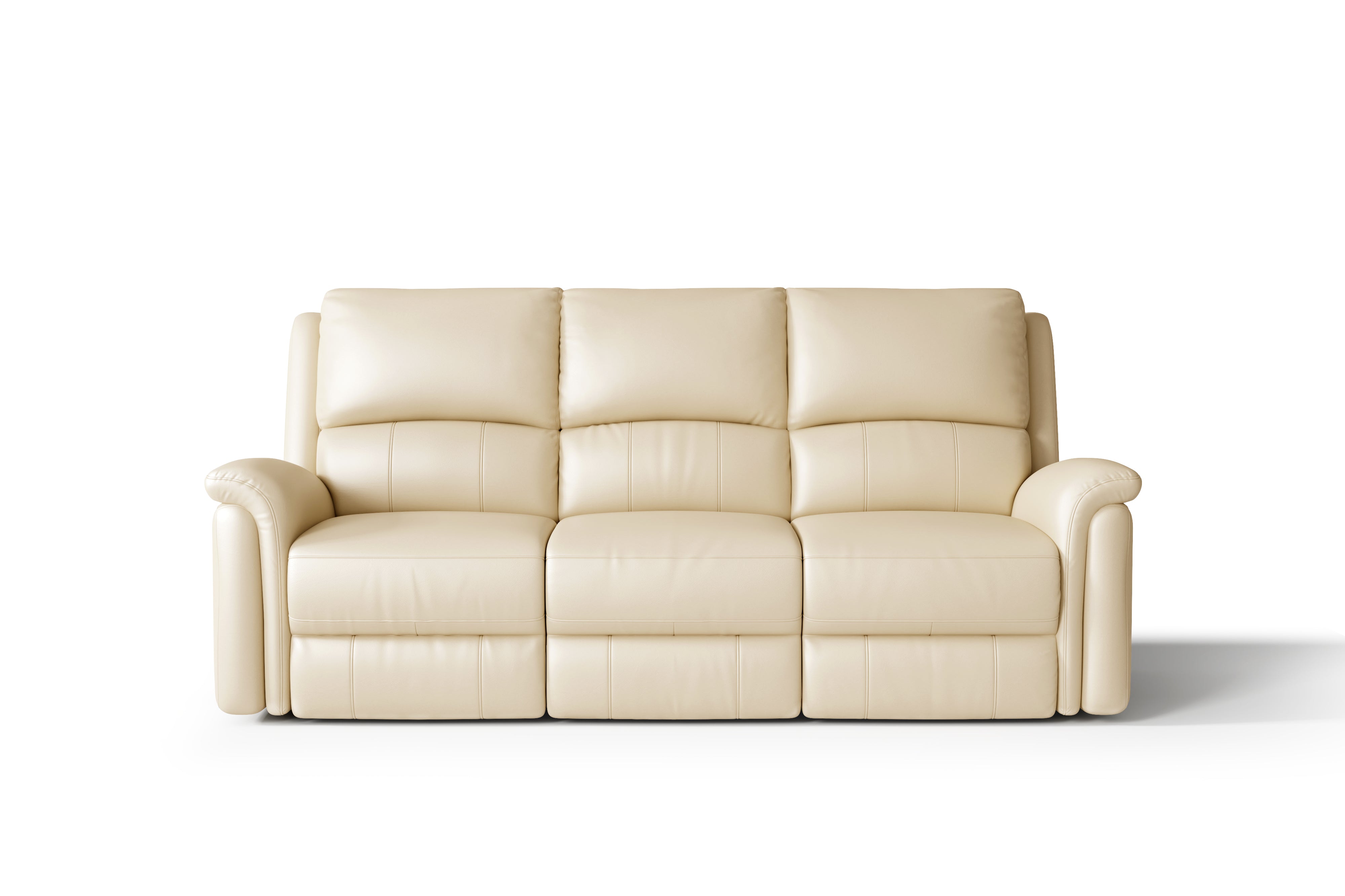 Valencia Martina Leather Three Seats Power Recliner Sofa, Cream