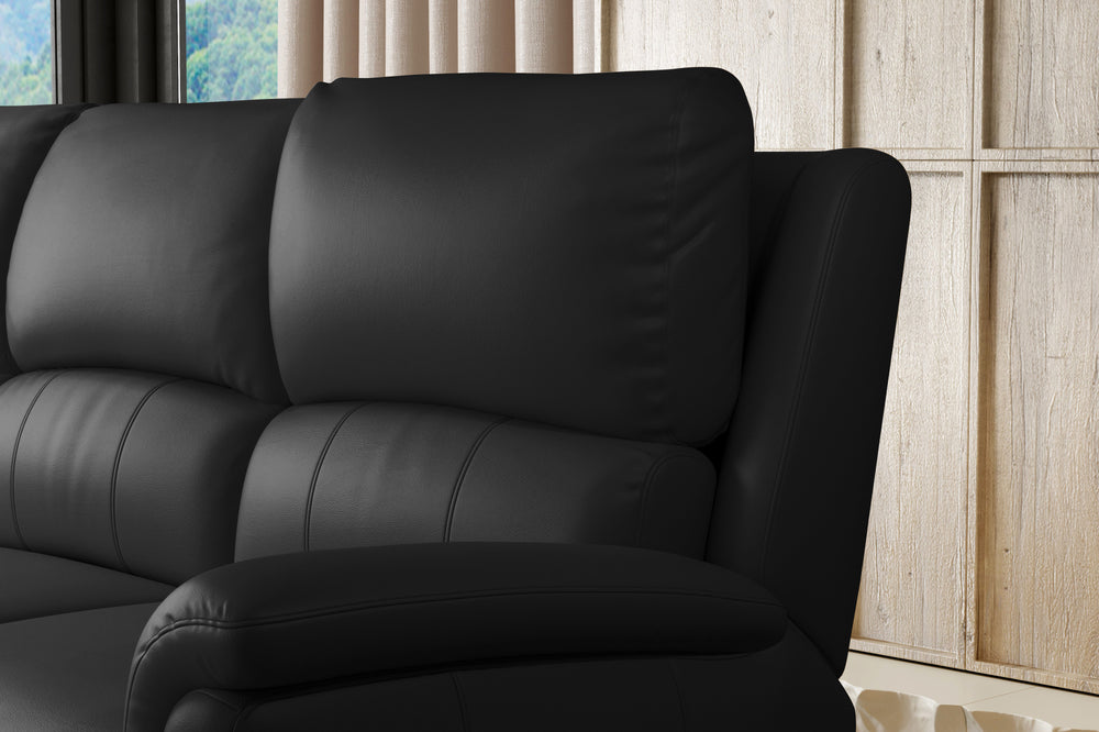 Valencia Martina Leather Three Seats Power Recliner Sofa, Black