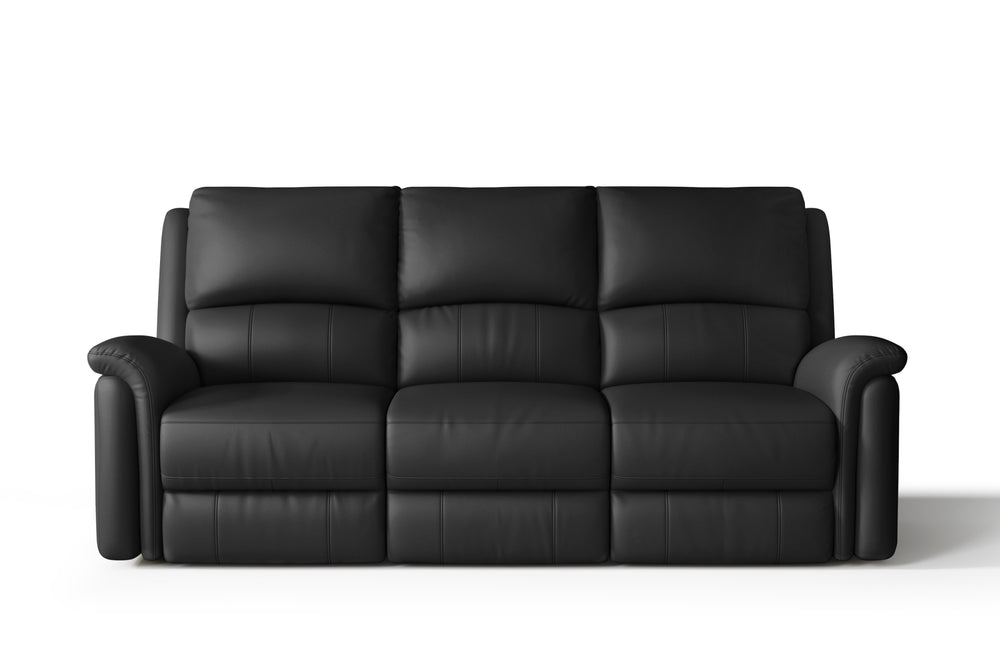 Valencia Martina Leather Three Seats Power Recliner Sofa, Black