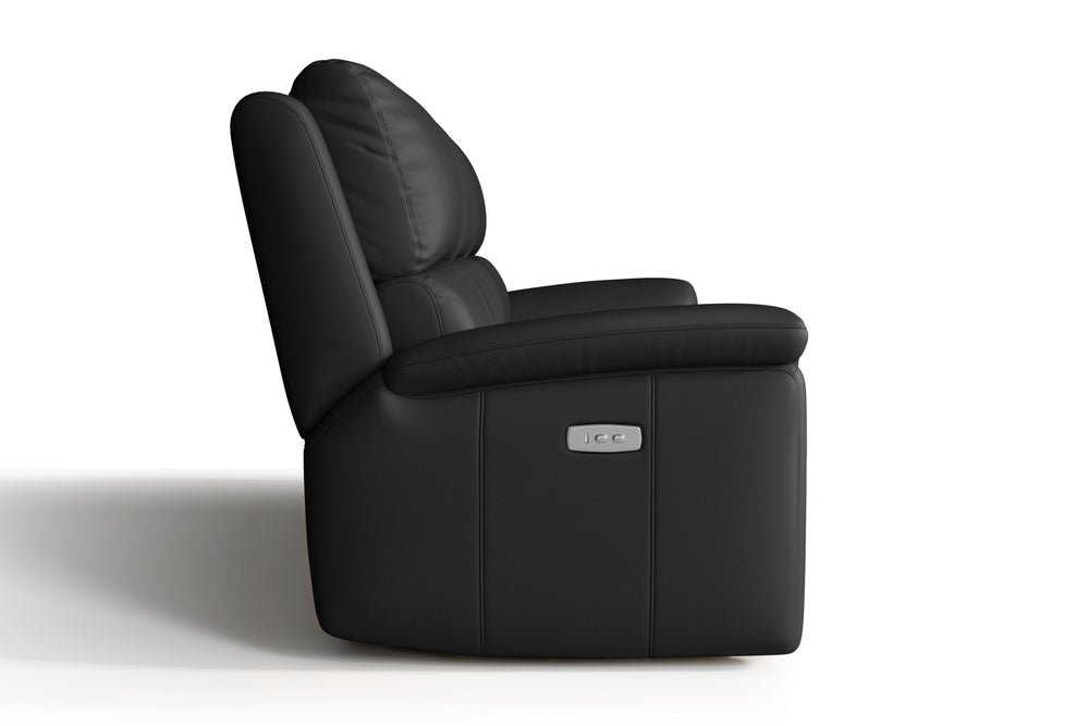 Valencia Martina Leather Three Seats Power Recliner Sofa, Black