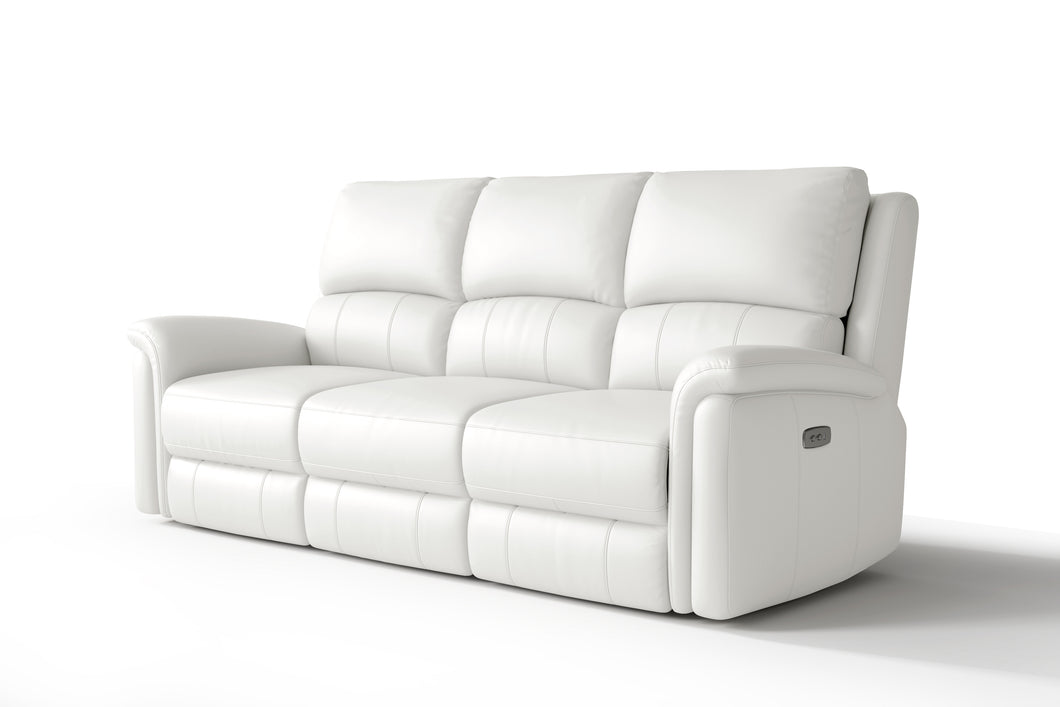 Valencia Martina Leather Three Seats Power Recliner Sofa, White