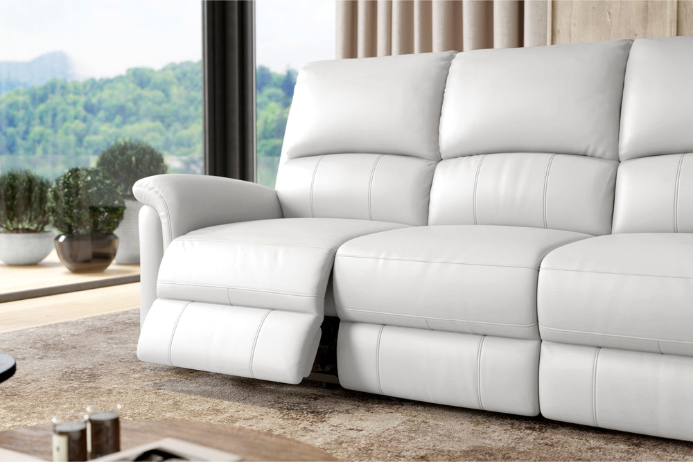 Valencia Martina Leather Three Seats Power Recliner Sofa, White