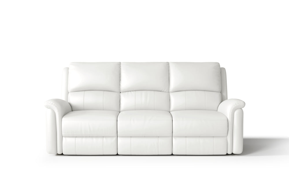 Valencia Martina Leather Three Seats Power Recliner Sofa, White