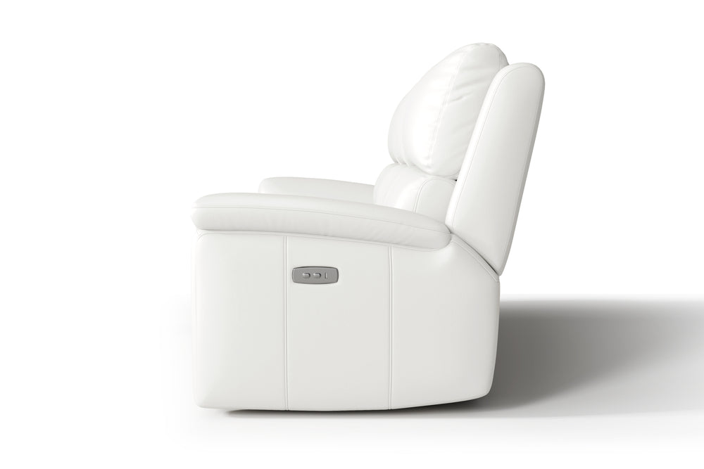 Valencia Martina Leather Three Seats Power Recliner Sofa, White