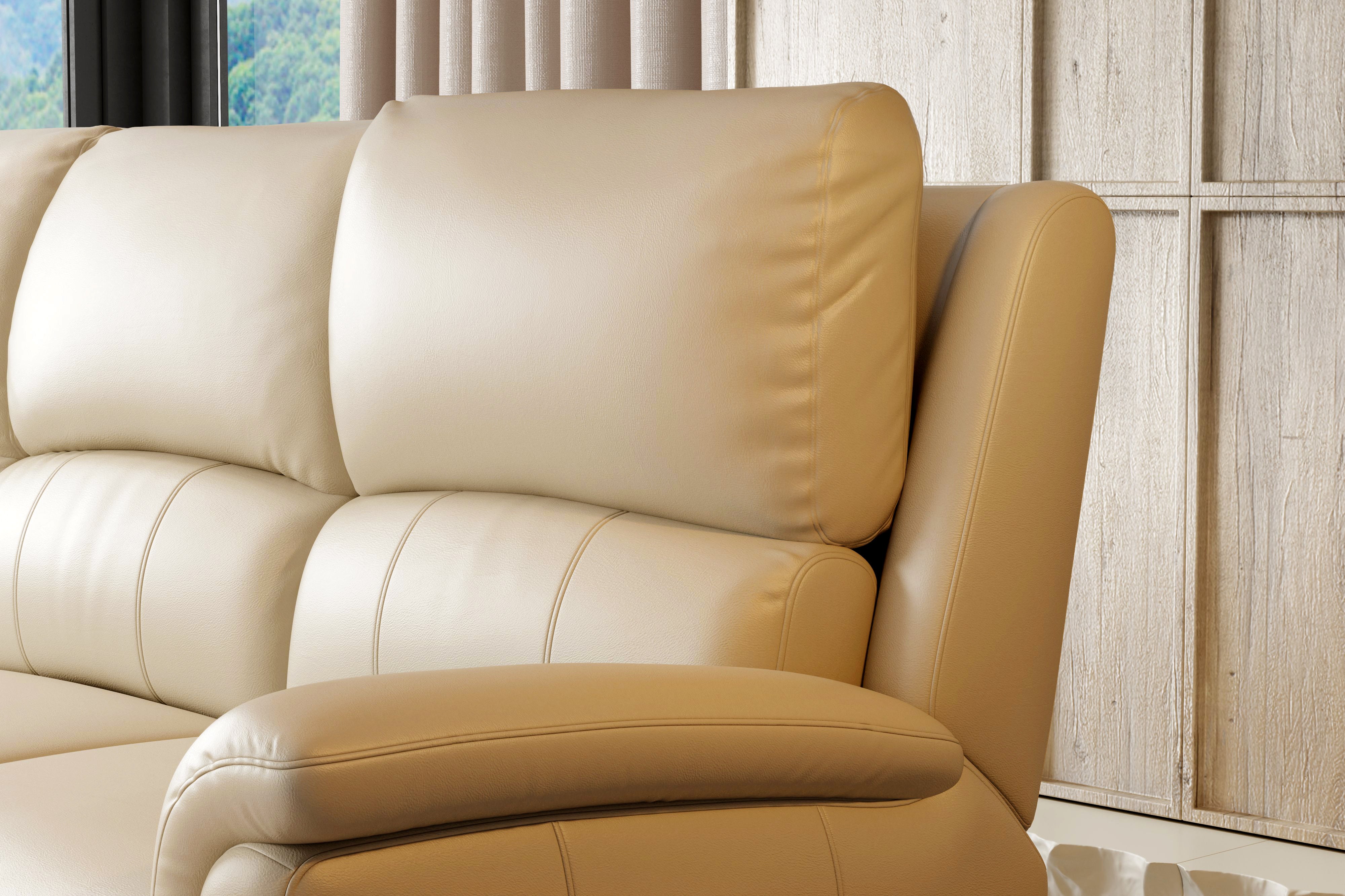 Valencia Martina Leather Three Seats Power Recliner Sofa, Cream