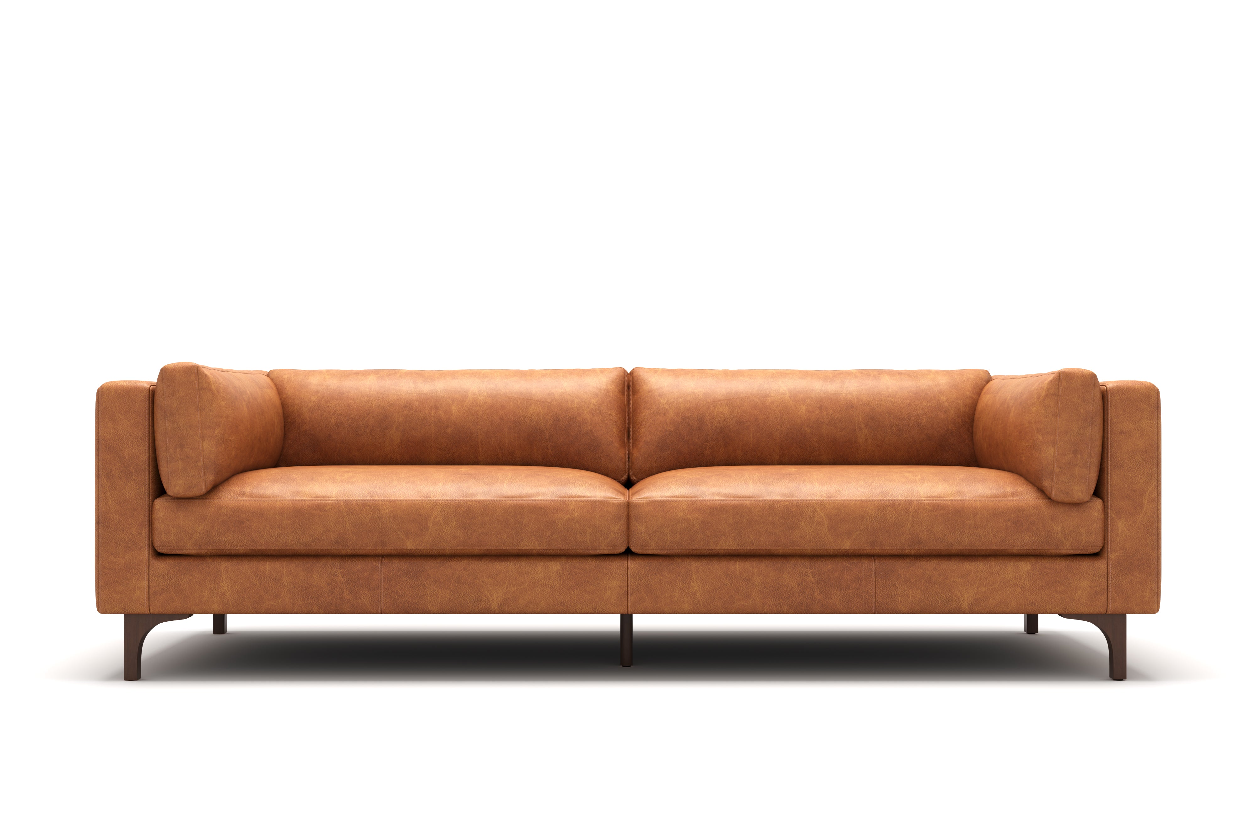 Valencia Mary Full-Aniline Leather Wide Sofa, Saddle Tan