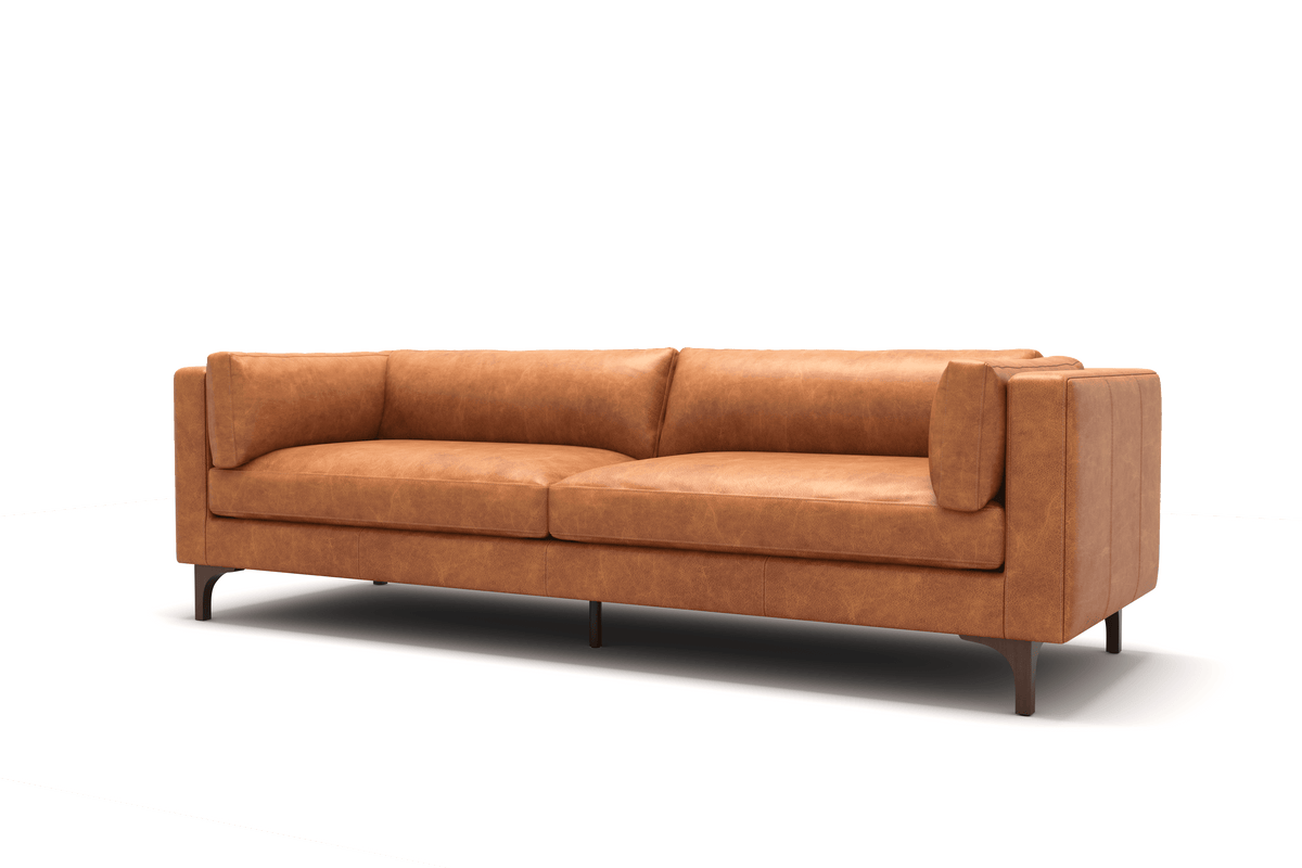 Valencia Mary Full-Aniline Leather Wide Sofa, Saddle Tan