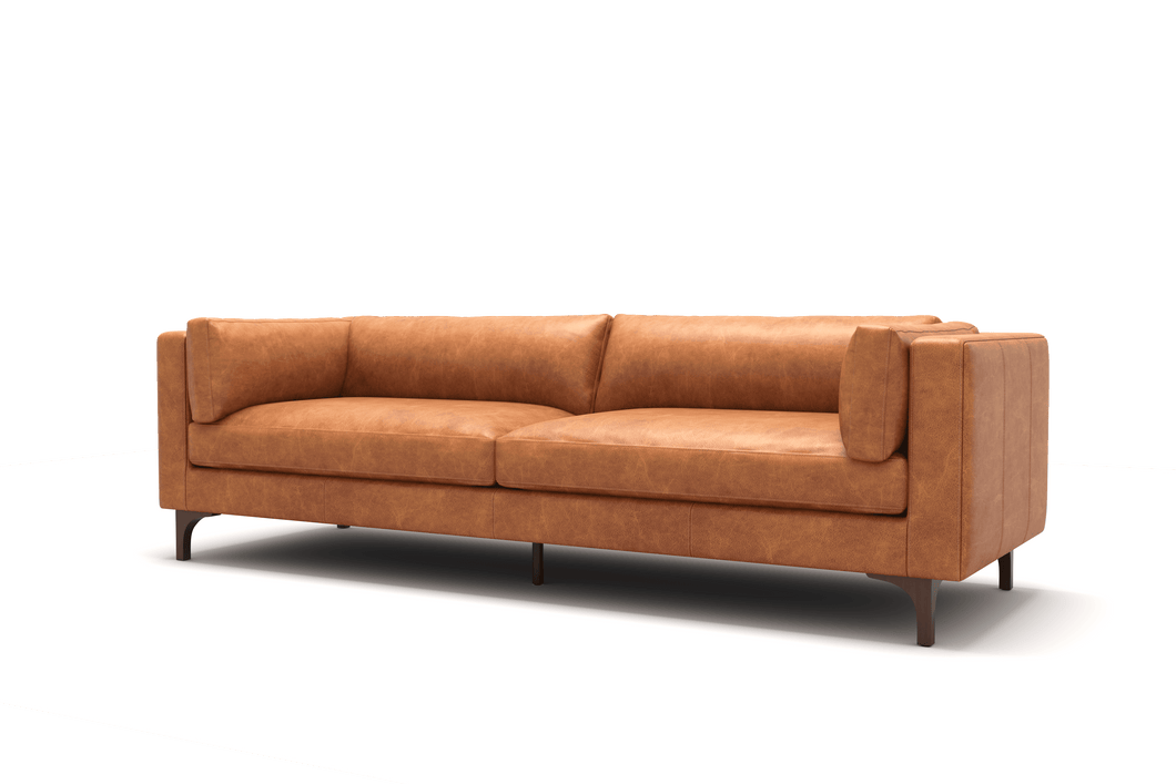 Valencia Mary Top Grain Nappa Full Leather Wide Sofa, Saddle Tan