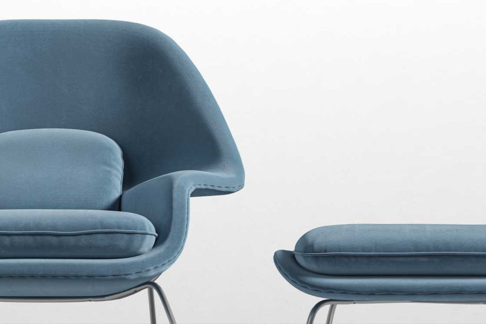 Valencia Marzena Womb Chair with Ottoman, Blue Color