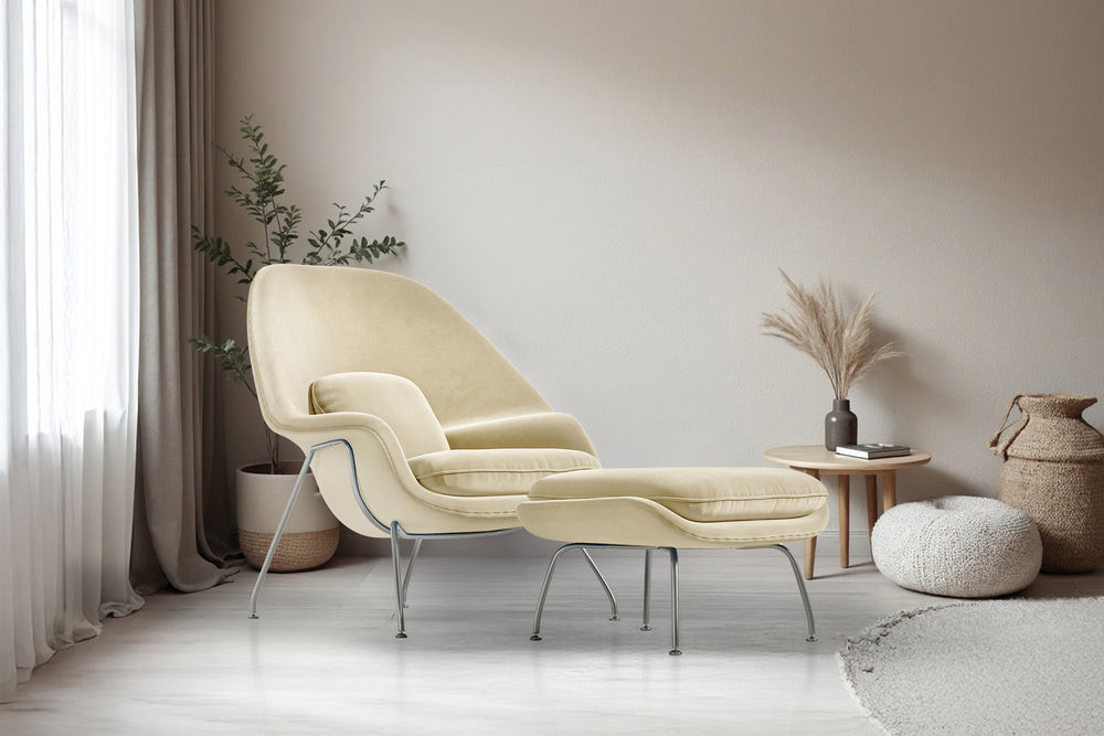 Valencia Marzena Womb Chair with Ottoman, Beige