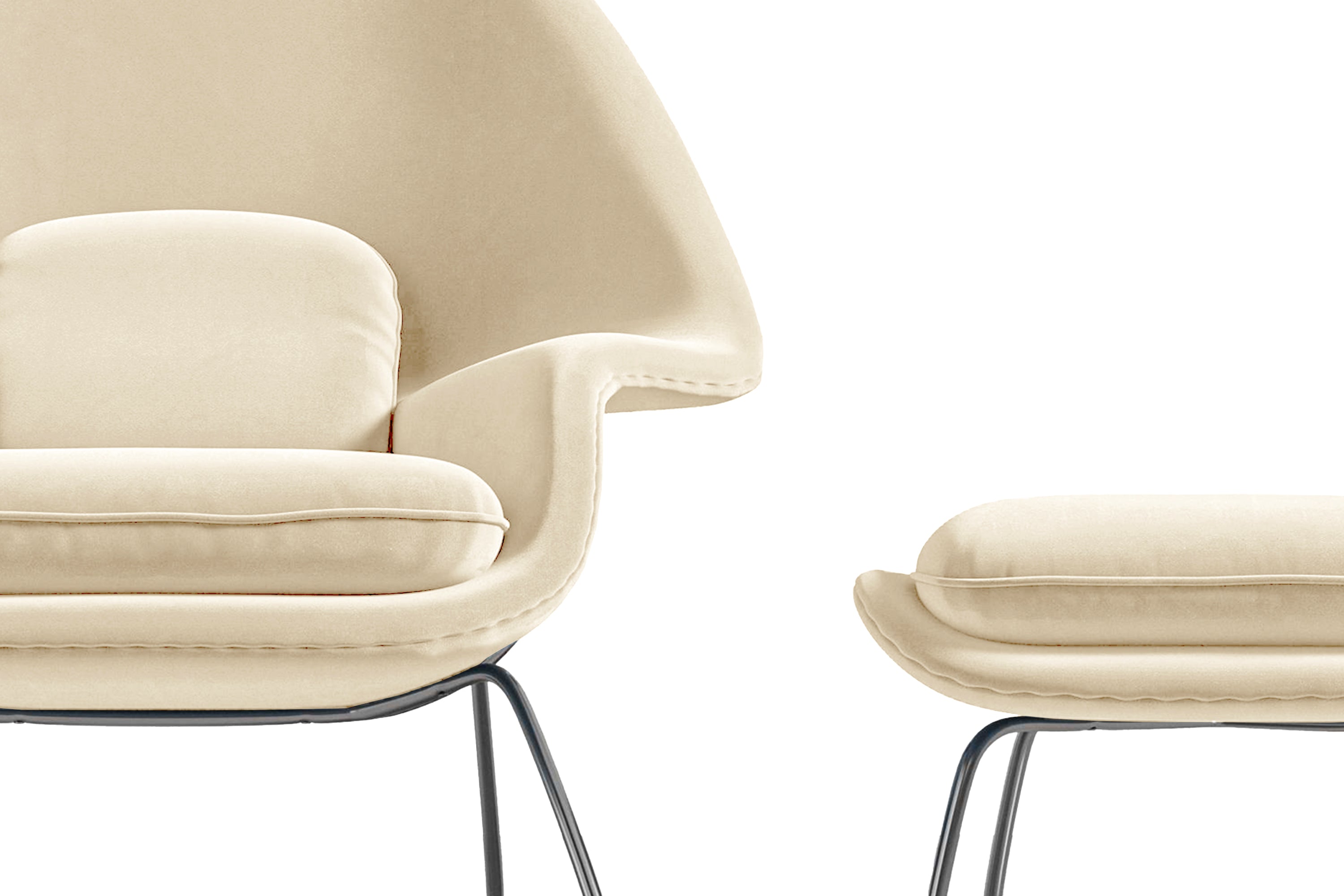 Valencia Marzena Womb Chair with Ottoman, Beige