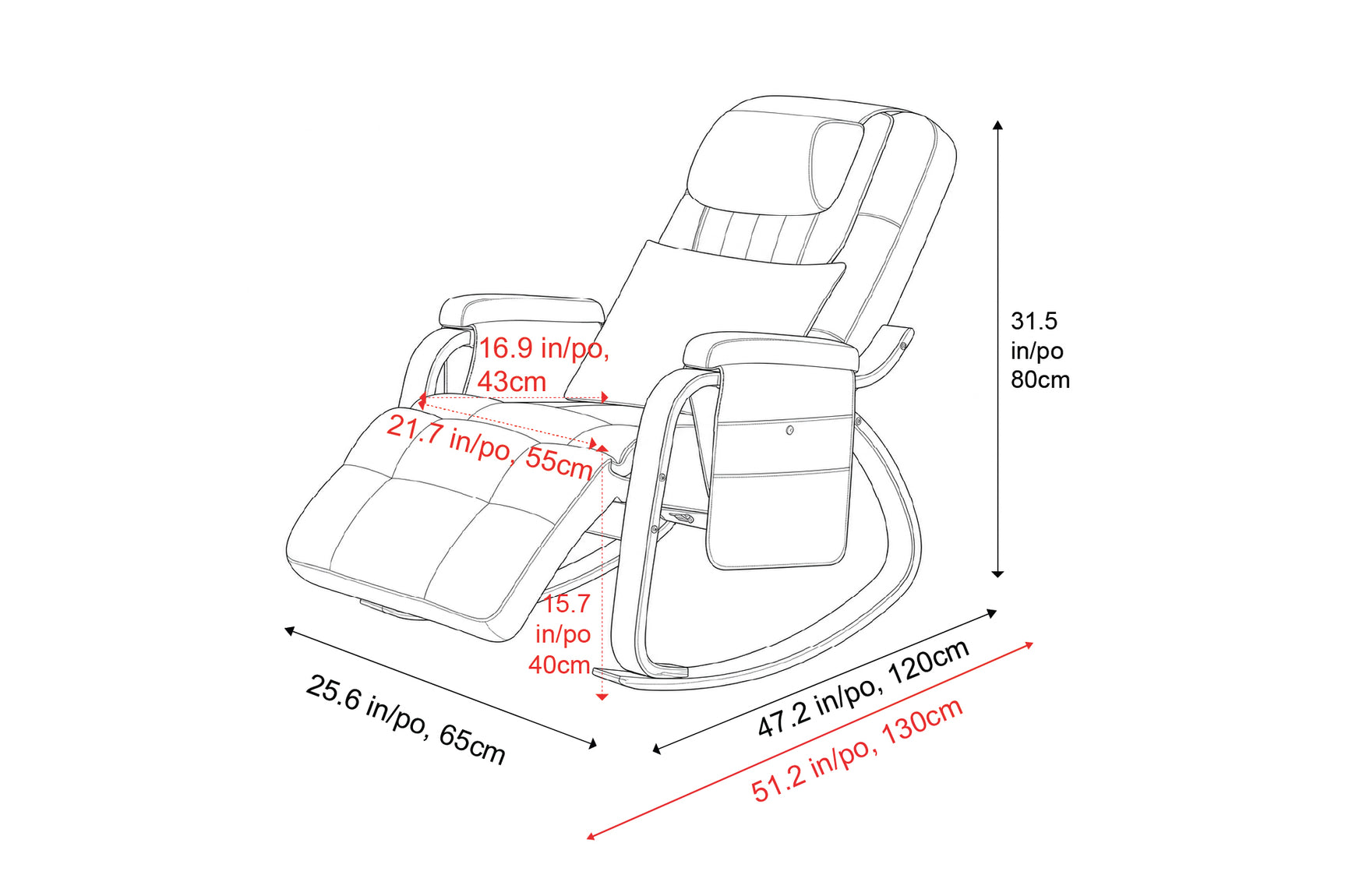 Valencia Virelia Wooden Reclining Rocking Massage Chair