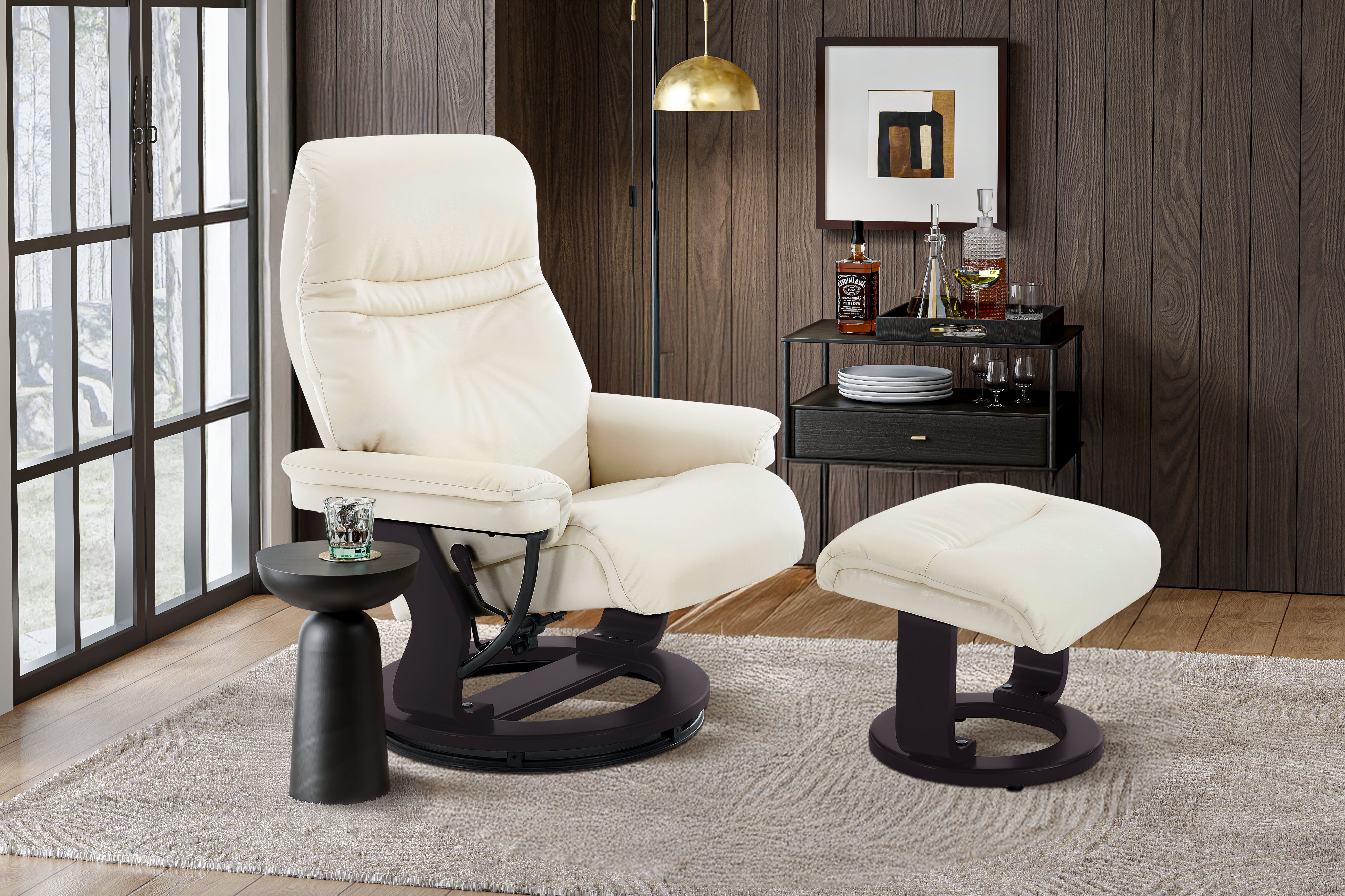 Valencia Massimo Leather Recliner with Ottoman, Beige